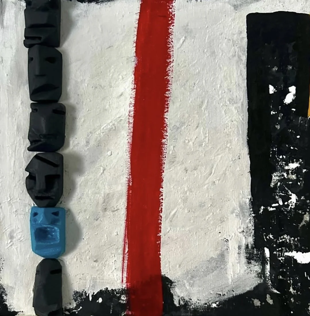 SCREAM IN THE LINE, 13.5 x 13.5 inch, mixed media