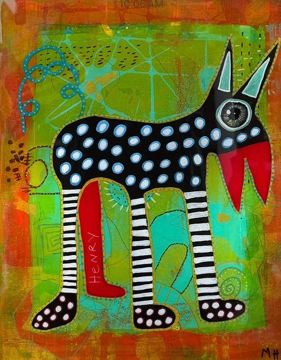 HENRY, 20x16, mixed media, resin on wood panel