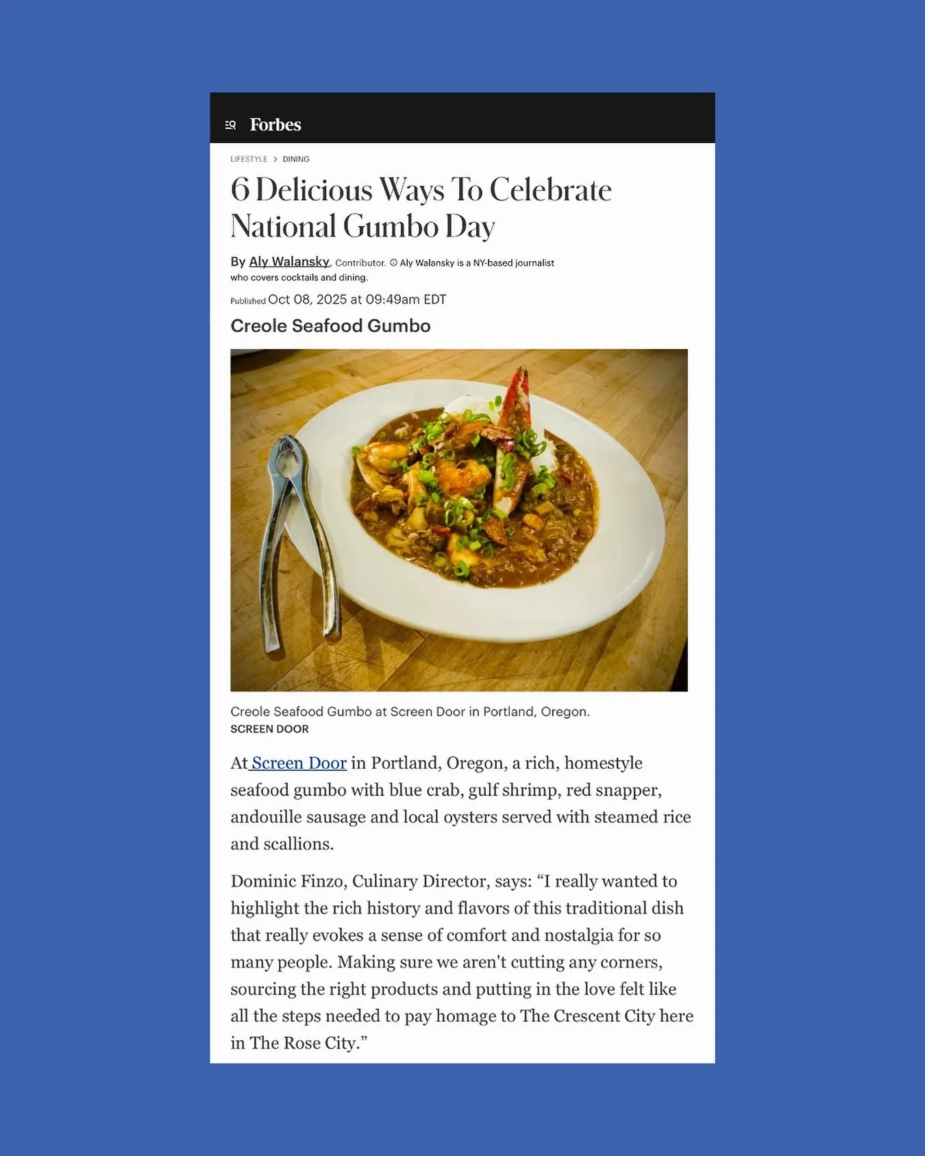 ✨It&rsquo;s National Gumbo Day! ✨This hearty stew with deep roots in Louisiana comes in endless variations, seafood, sausage, chicken, or all of the above. Our take is a homestyle Creole Seafood Gumbo loaded with blue crab, Gulf shrimp, red snapper, 