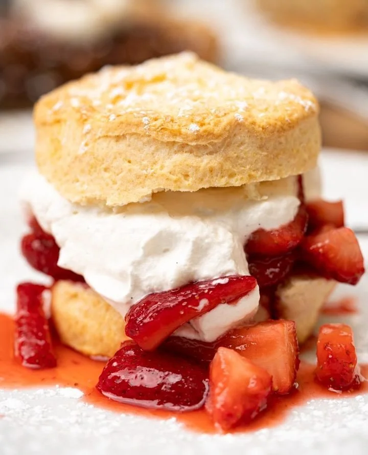 Strawberry Shortcake 🍓 Sweet, juicy, and only here for a few more days!!!⁠
⁠
Made with Oregon strawberries from @ungerfarms, layered over a tender sweet cream biscuit and topped with billows of whipped cream. Now&rsquo;s the time to treat yourself b