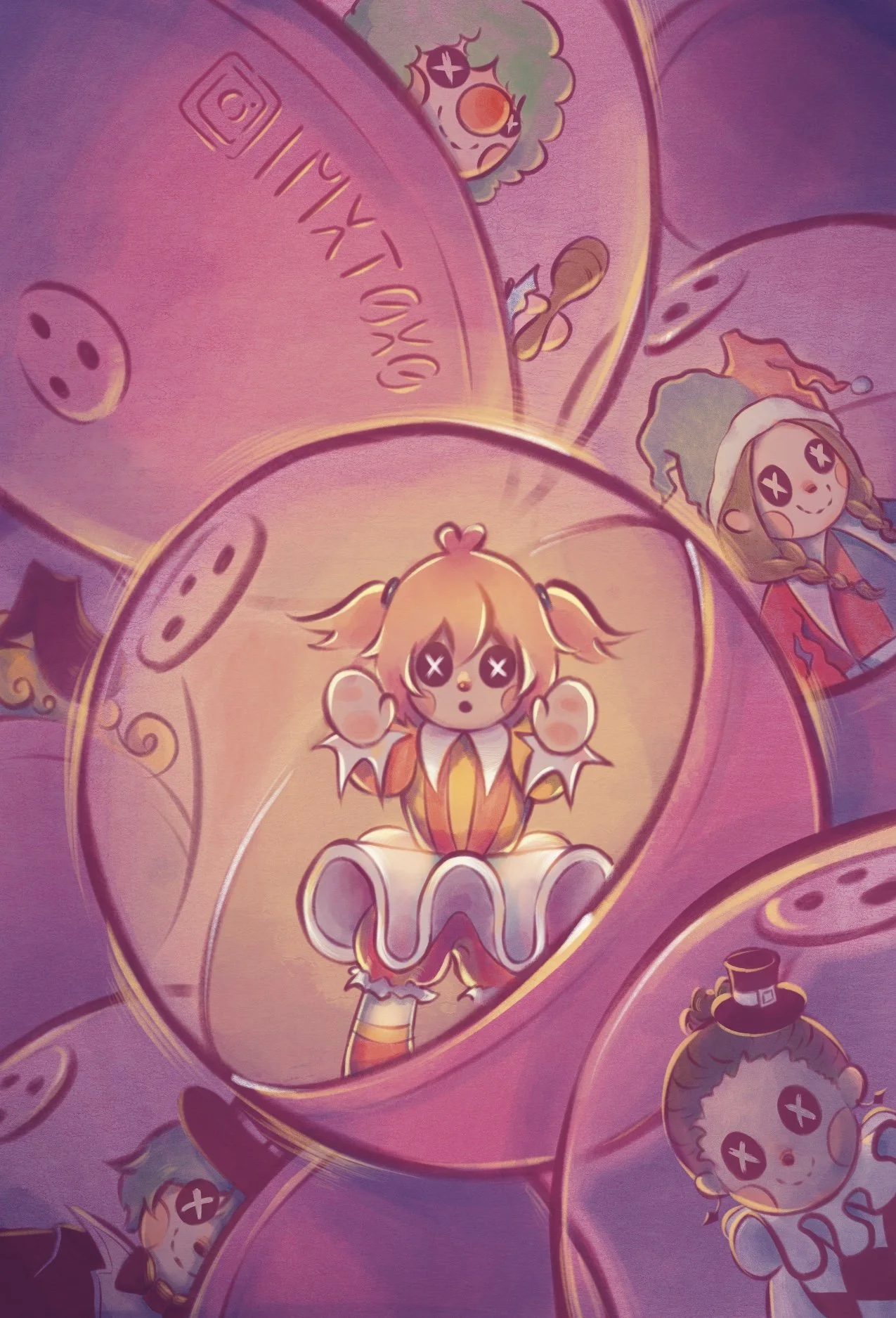 Illustration of a toy in Gatchapon trying to escape.