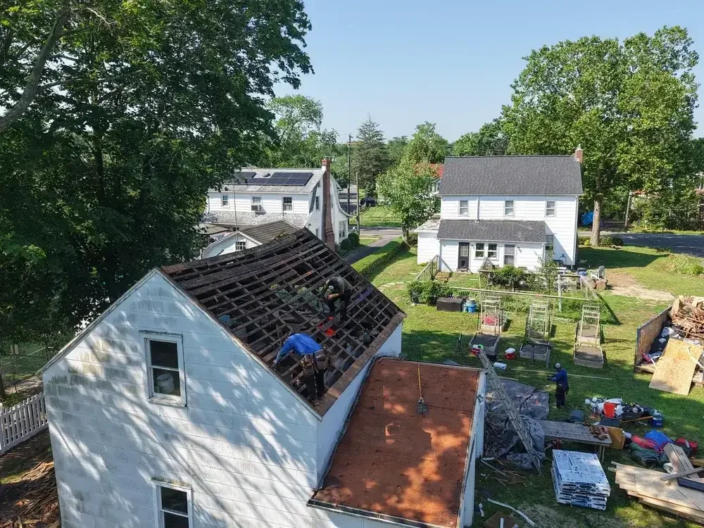 GRM Roofing team installing a commercial roofing system in Ocean County