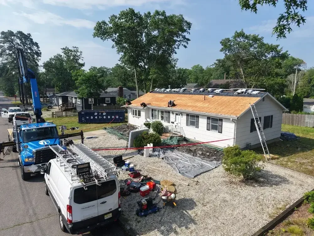 Professional solar panel removal and roof repair by GRM Roofing's in-house electrician in Little Egg Harbor