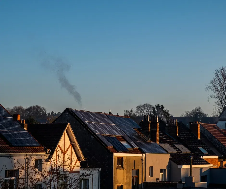 Residential rooftops with solar panels installed in Ocean County, NJ serviced by GRM Roofing