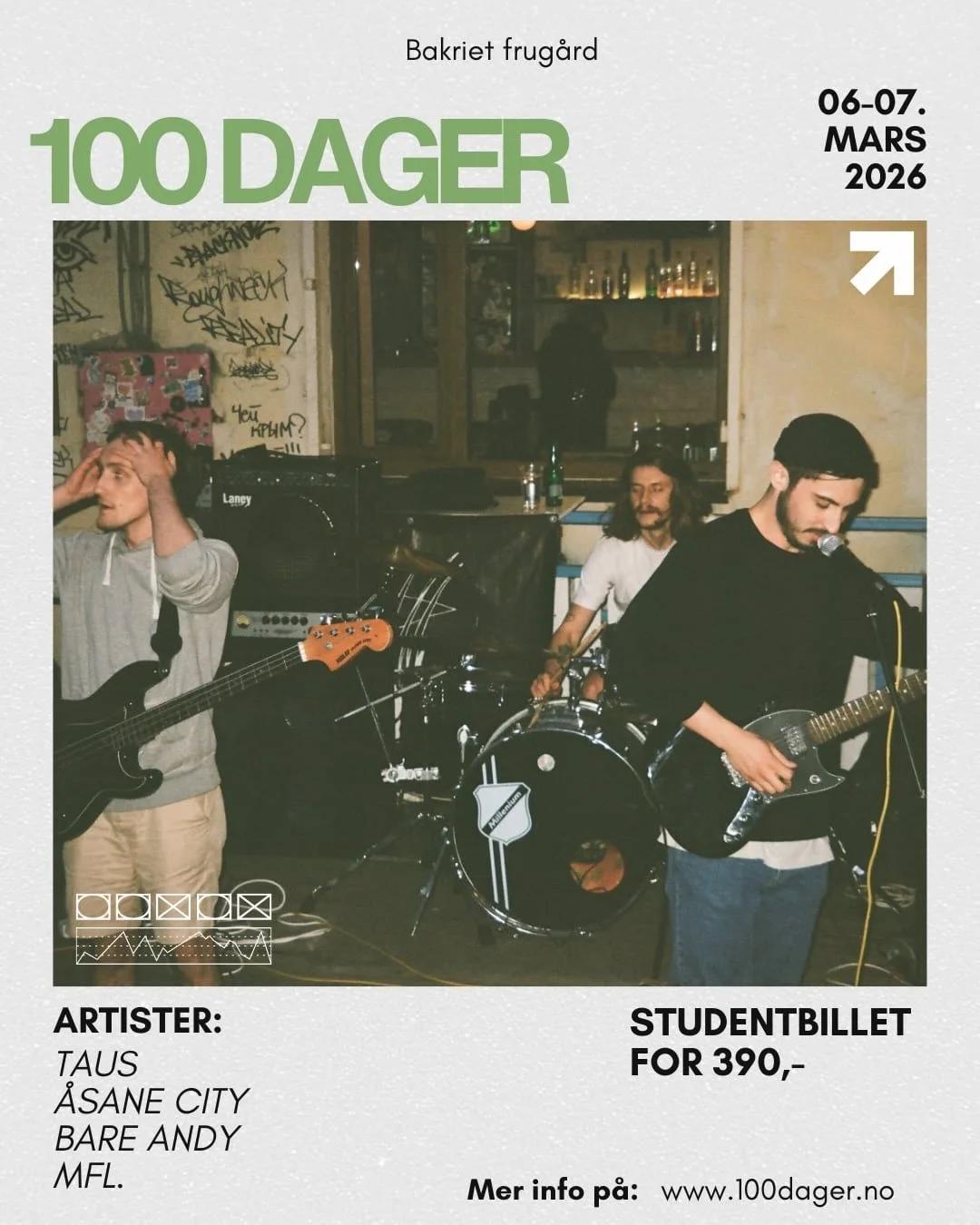 Er du klar for konserter, god stemning og minner for livet &ndash; midt i sentrum? 🤩
100 Dager Stord byr p&aring; masse spennende konserter, og som student f&aring;r du selvf&oslash;lgelig billig studentbillett. Og ja&hellip; det blir enda bedre 👀
