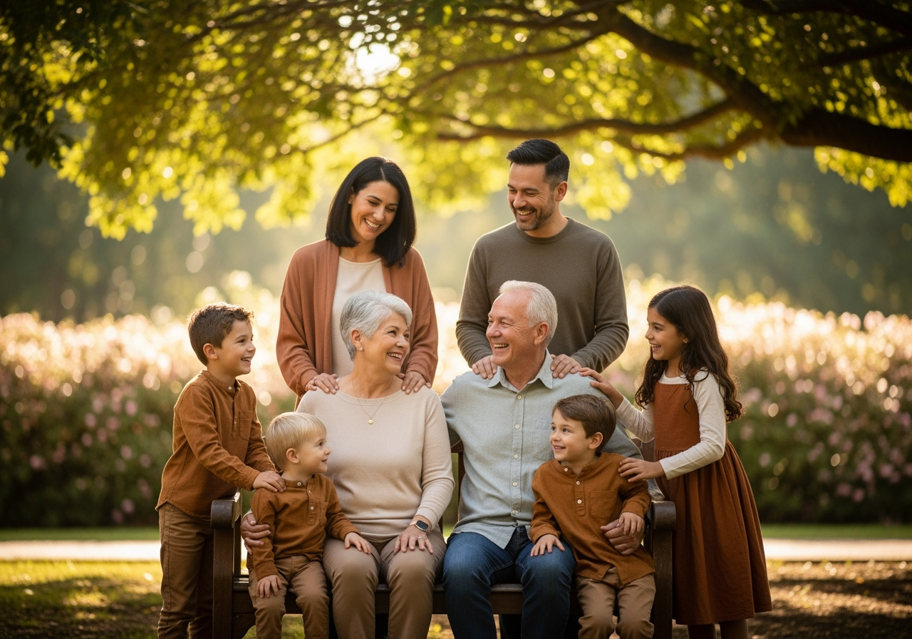 Multi-generational family smiling together, representing peace of mind with final expense insurance