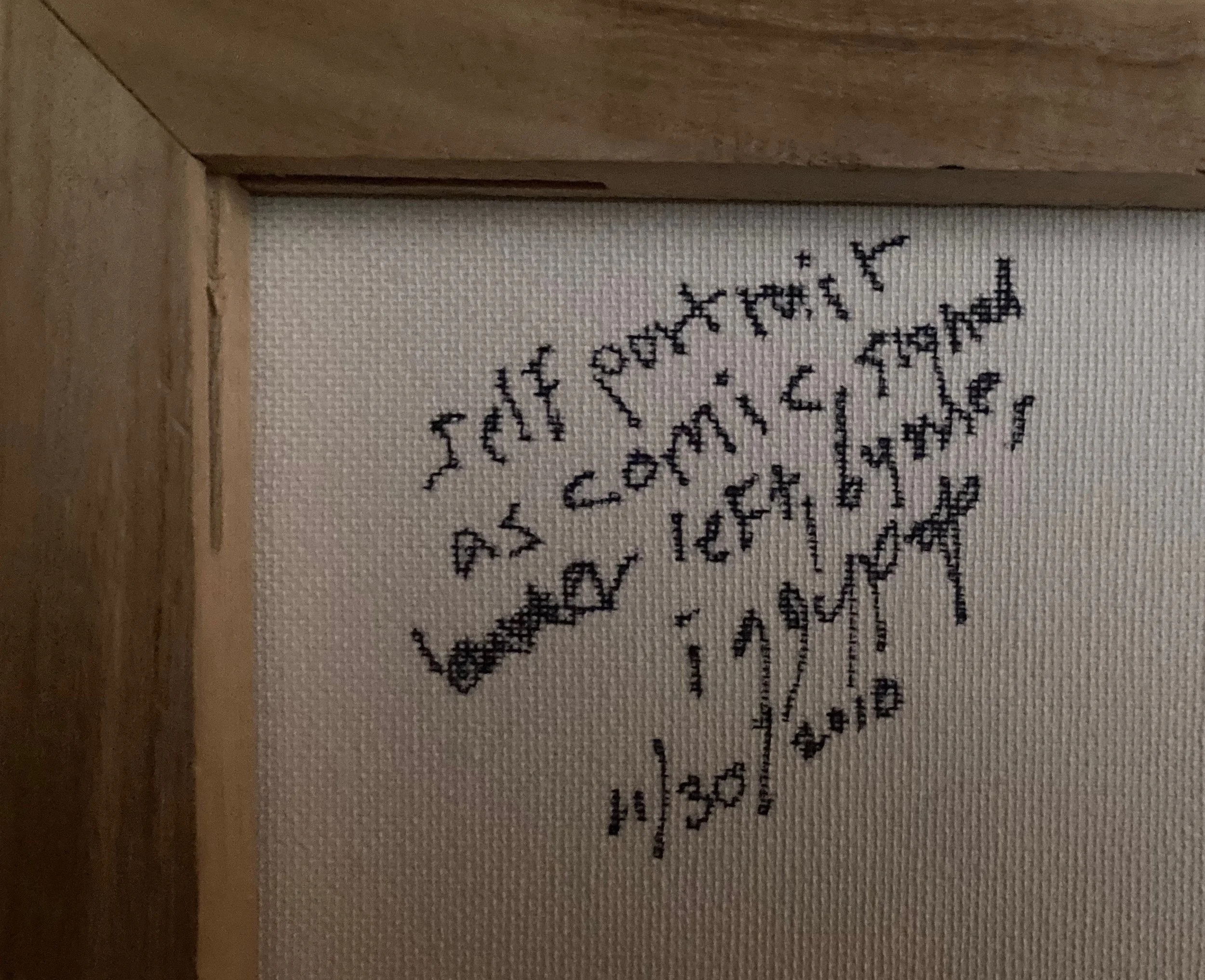 signed back of painting " self portrait as comic" 11/30/2010