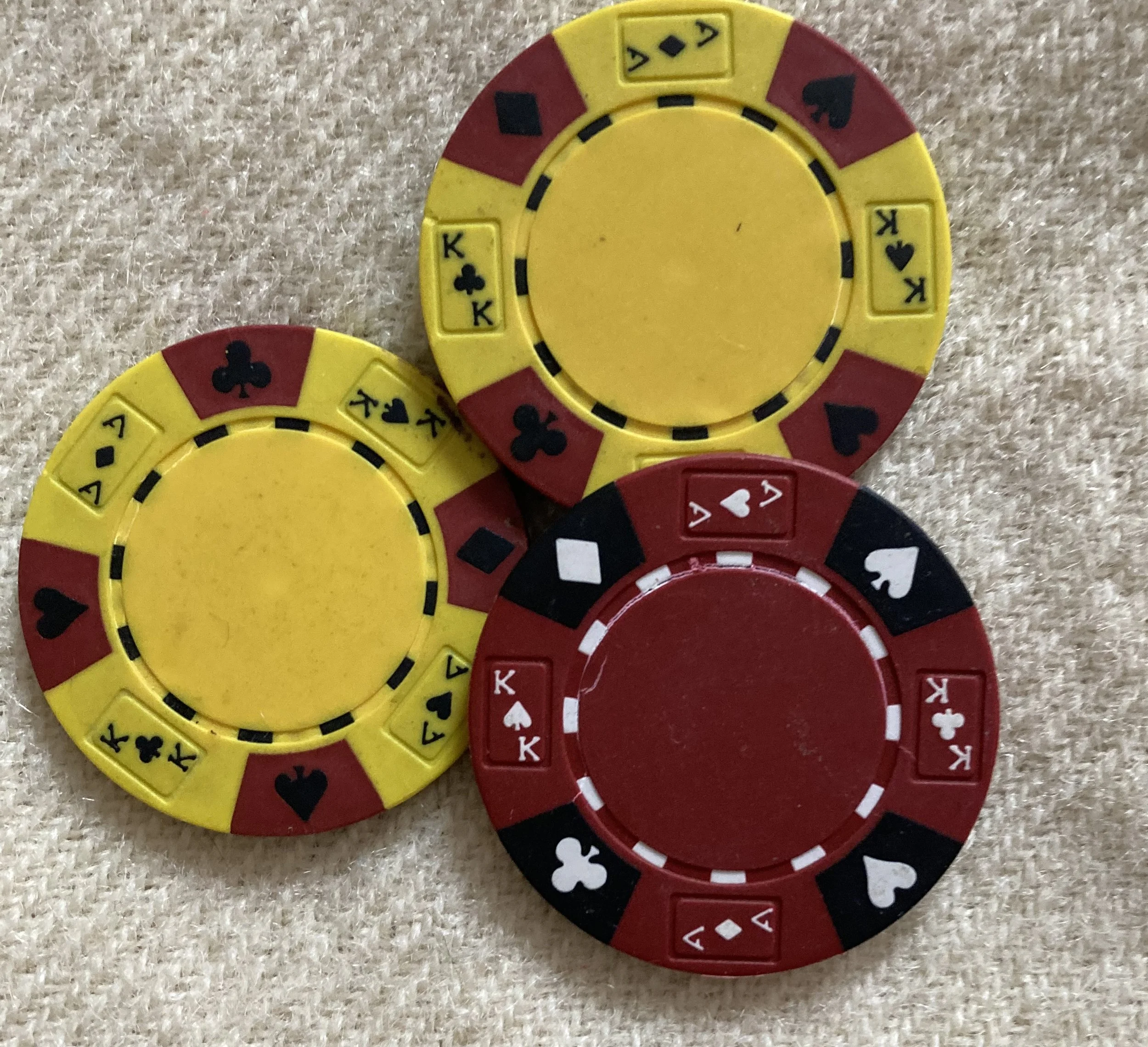 A SET OF THREE (3) OF STEVE'S POKER CHIPS WITH COA