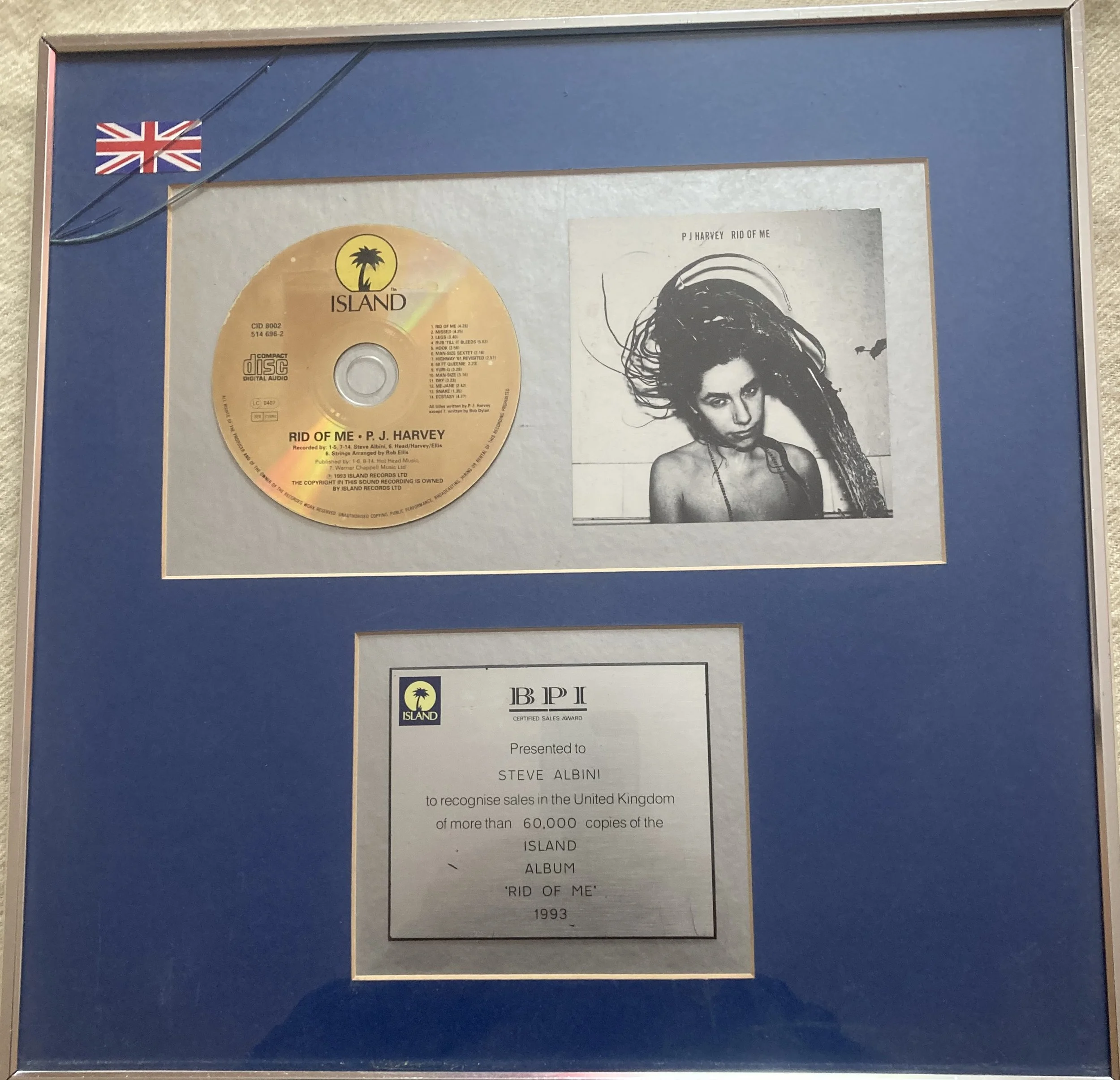 PJ HARVEY “Rid of Me” BRI Gold Disc