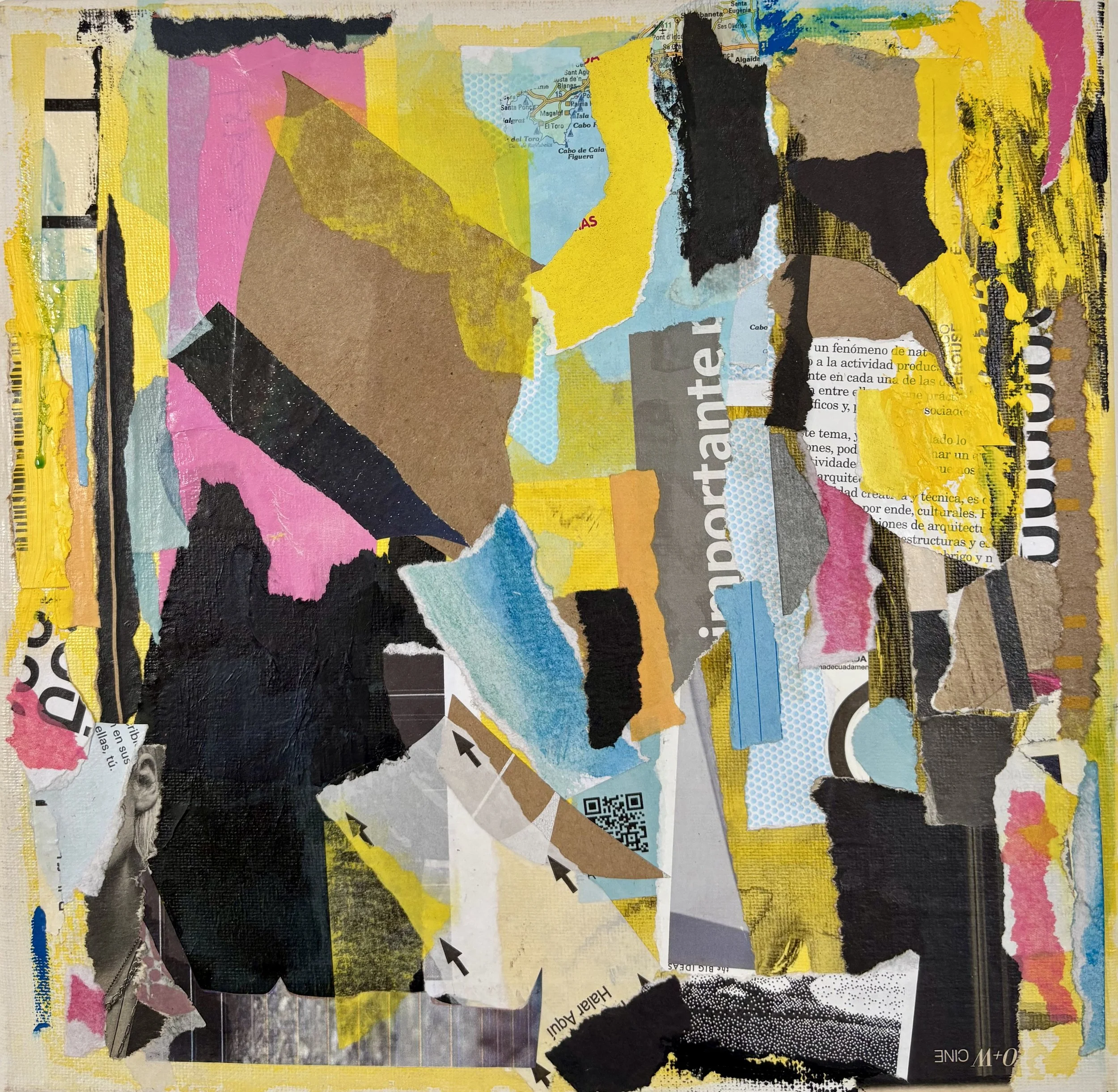 YK more than CM.
Technique: Collage on canvas (acrylic, paper)
Year: 2026
20 x 20 cm