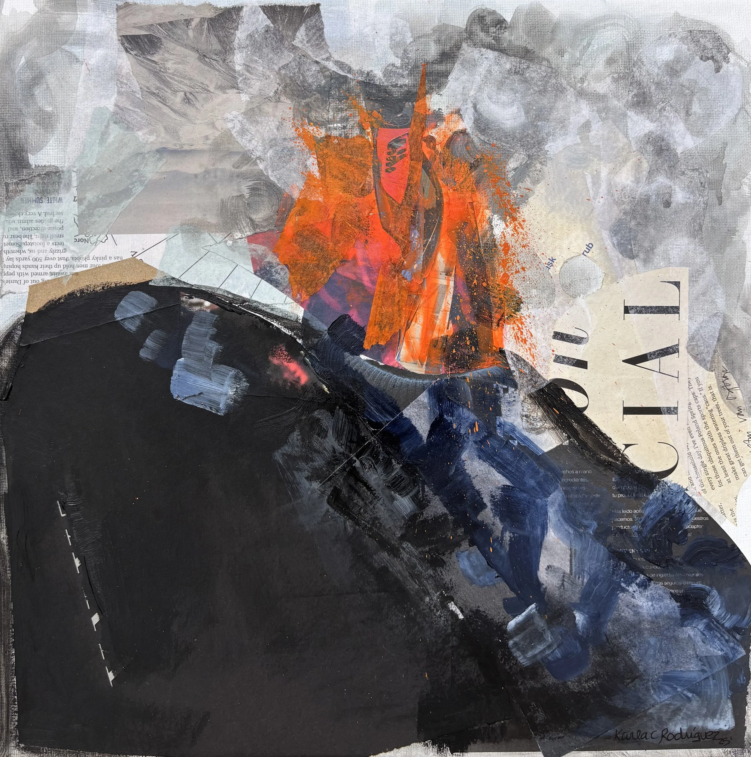 “Momotombo 015” Collage with acrylic (paper) 2025 40cmx40cm
