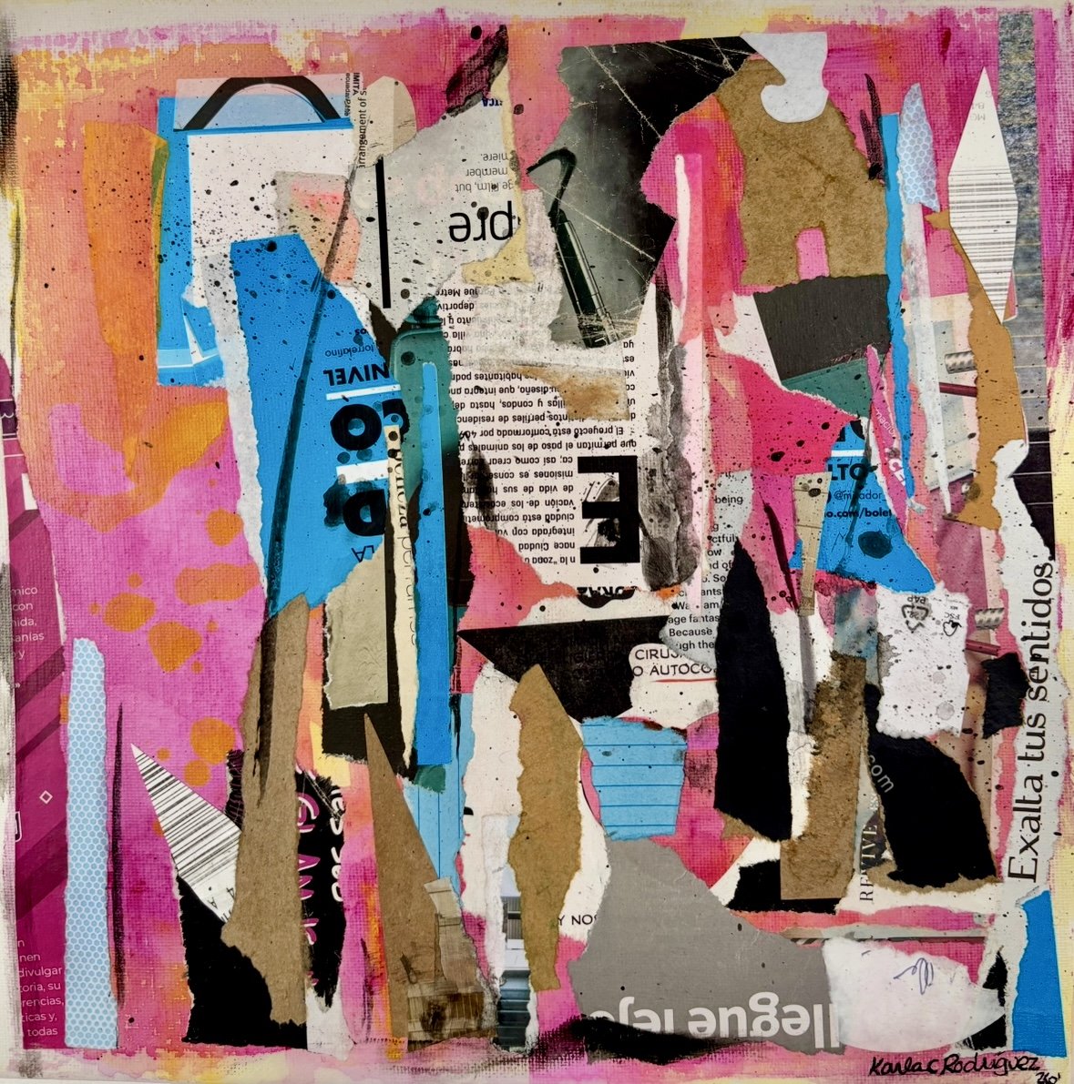 CM mas que YK
Técnica: Collage sobre tela (acrílico, papel)
Año: 2026
20 x 20 cm