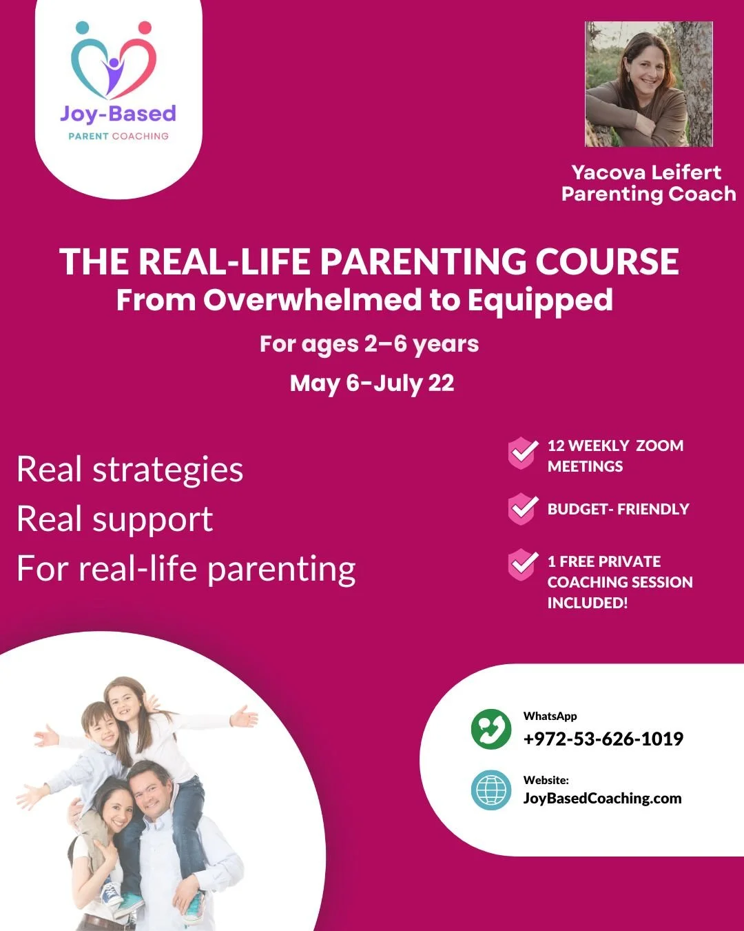 Parenting Course: May 6th -July 22
Welcome to 💛
The Real-Life Parenting Course: From Overwhelmed to Equipped.
For ages 2–6 years
Real strategies. Real support. For real-