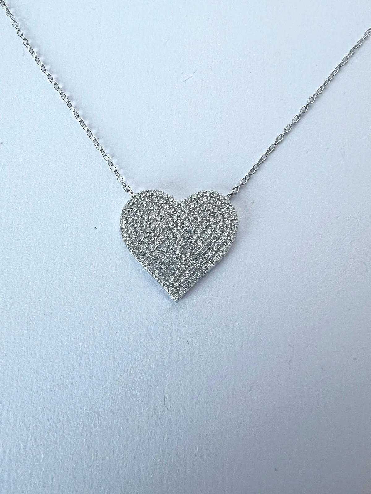 Colar Elos Portugueses Coração Cravejado Chapado Prata