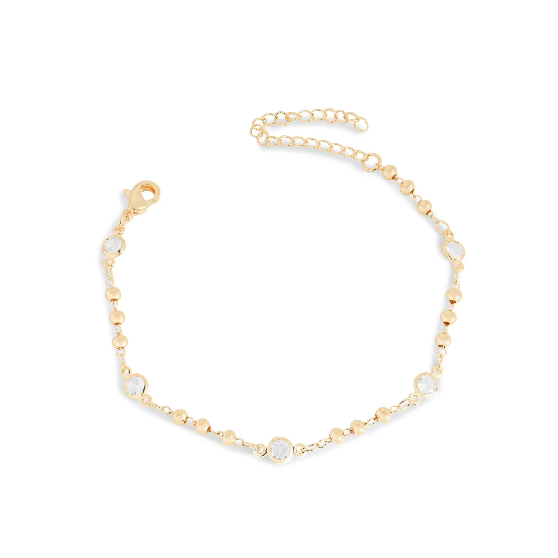Pulseira de bolinhas com ponto de luz 3,5mm com banho de ouro 18K