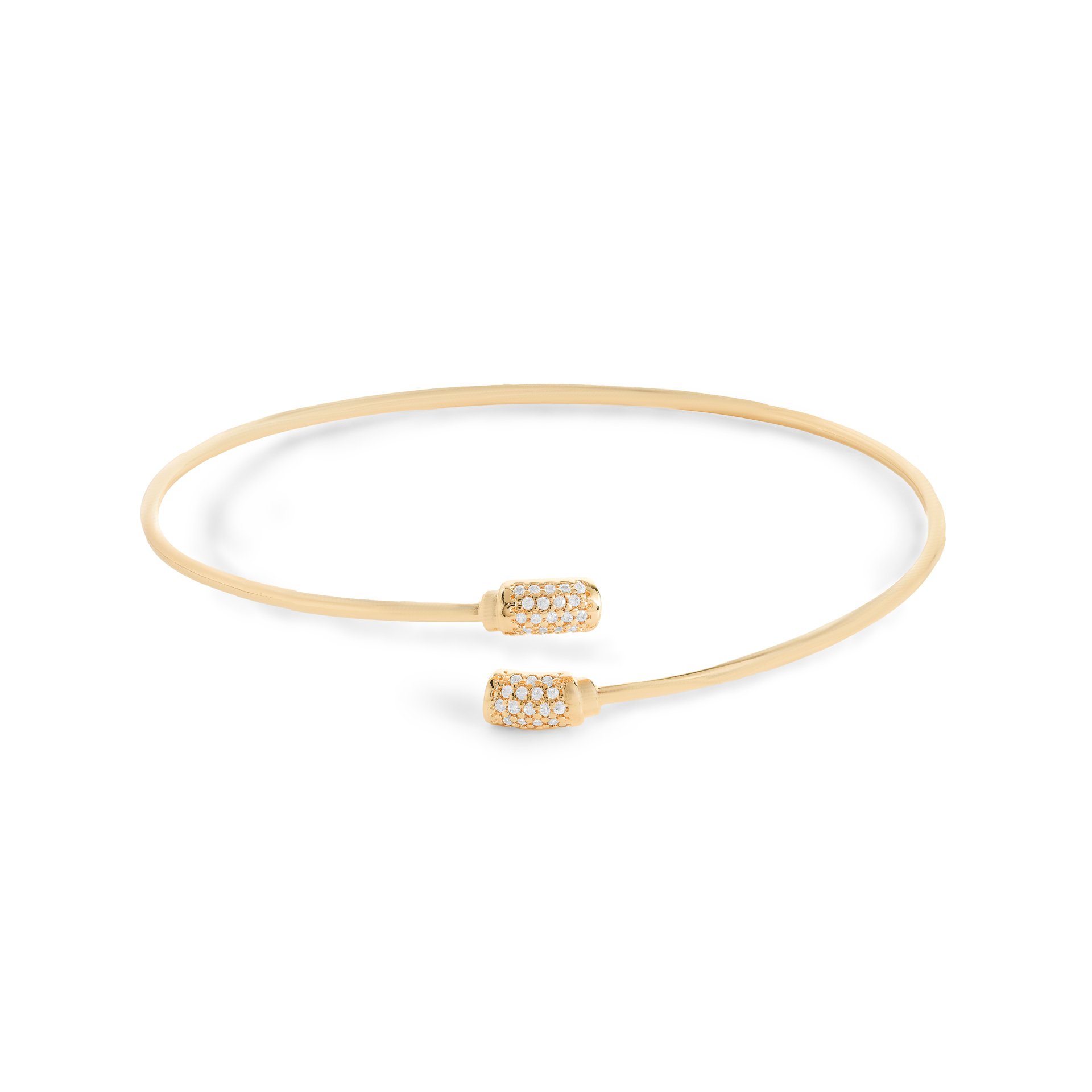 Bracelete entreaberto com cravação nas pontas com banho de ouro 18K