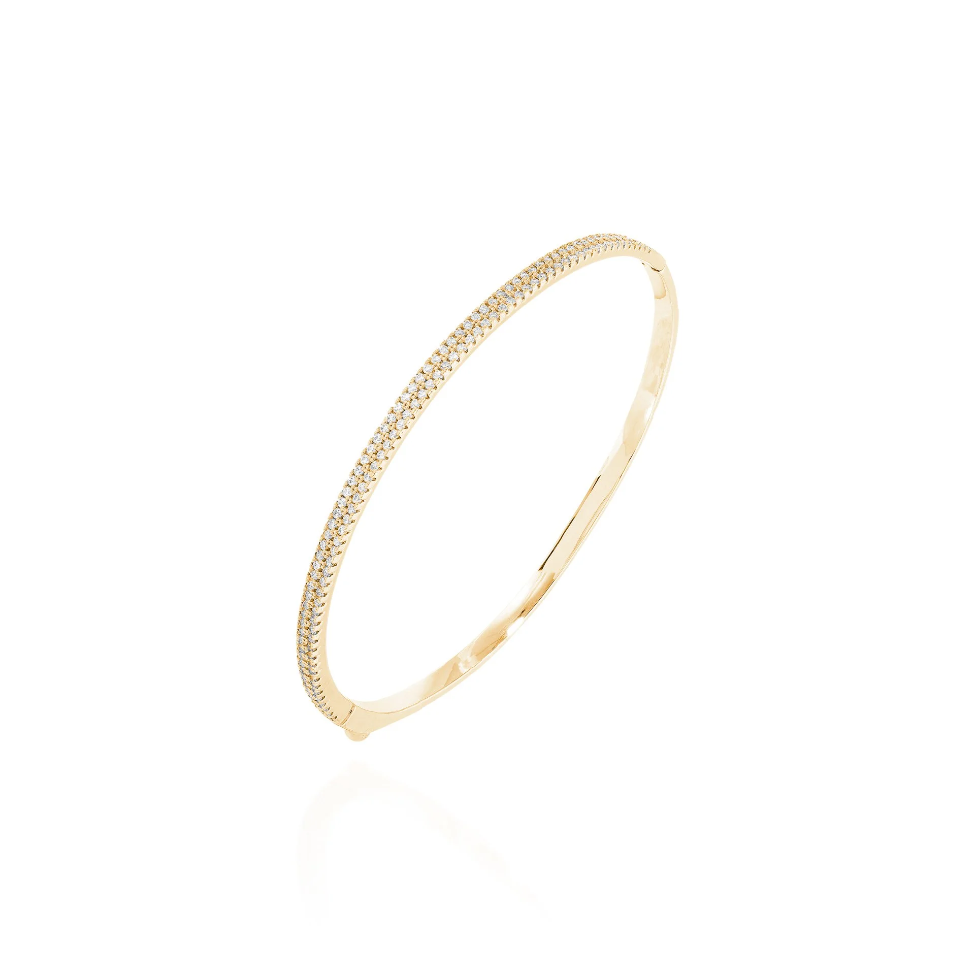 Bracelete meia cravação duas fileiras com banho de ouro 18K