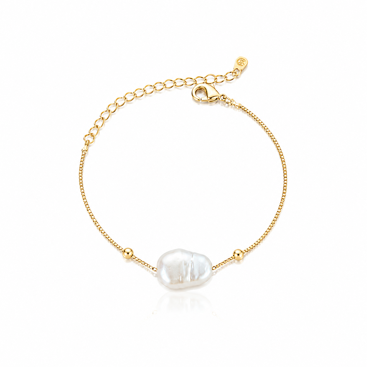 Pulseira veneziana perola orgânica com banho de ouro 18K