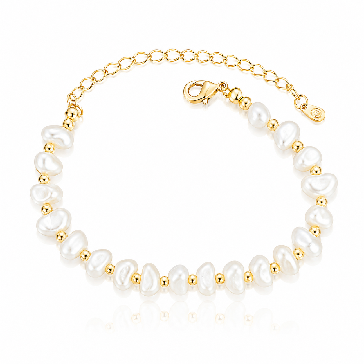 Pulseira pérolas orgânicas com banho de ouro 18K