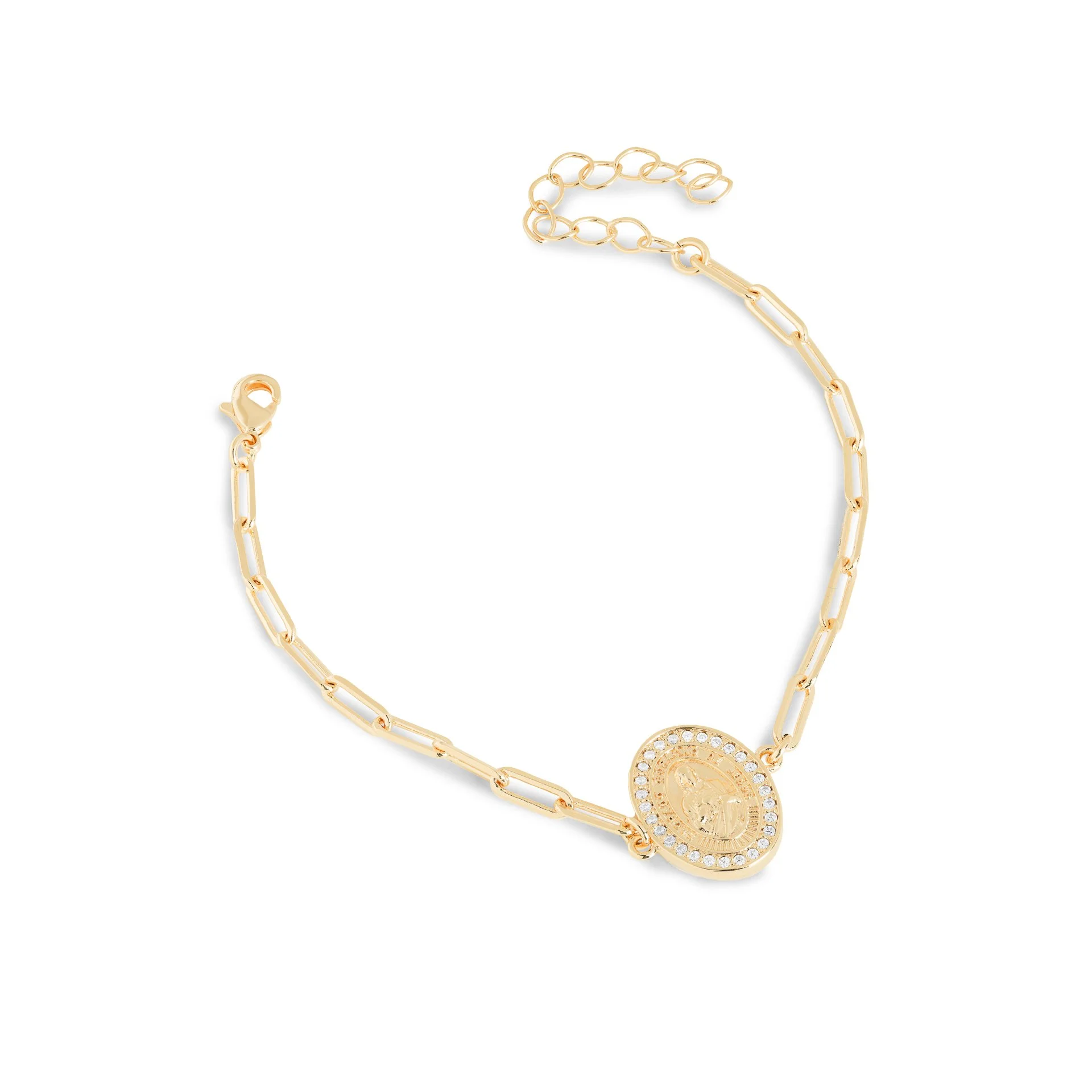 Pulseira elos Cartier Sagrado Coração de Jesus com banho de ouro 18K
