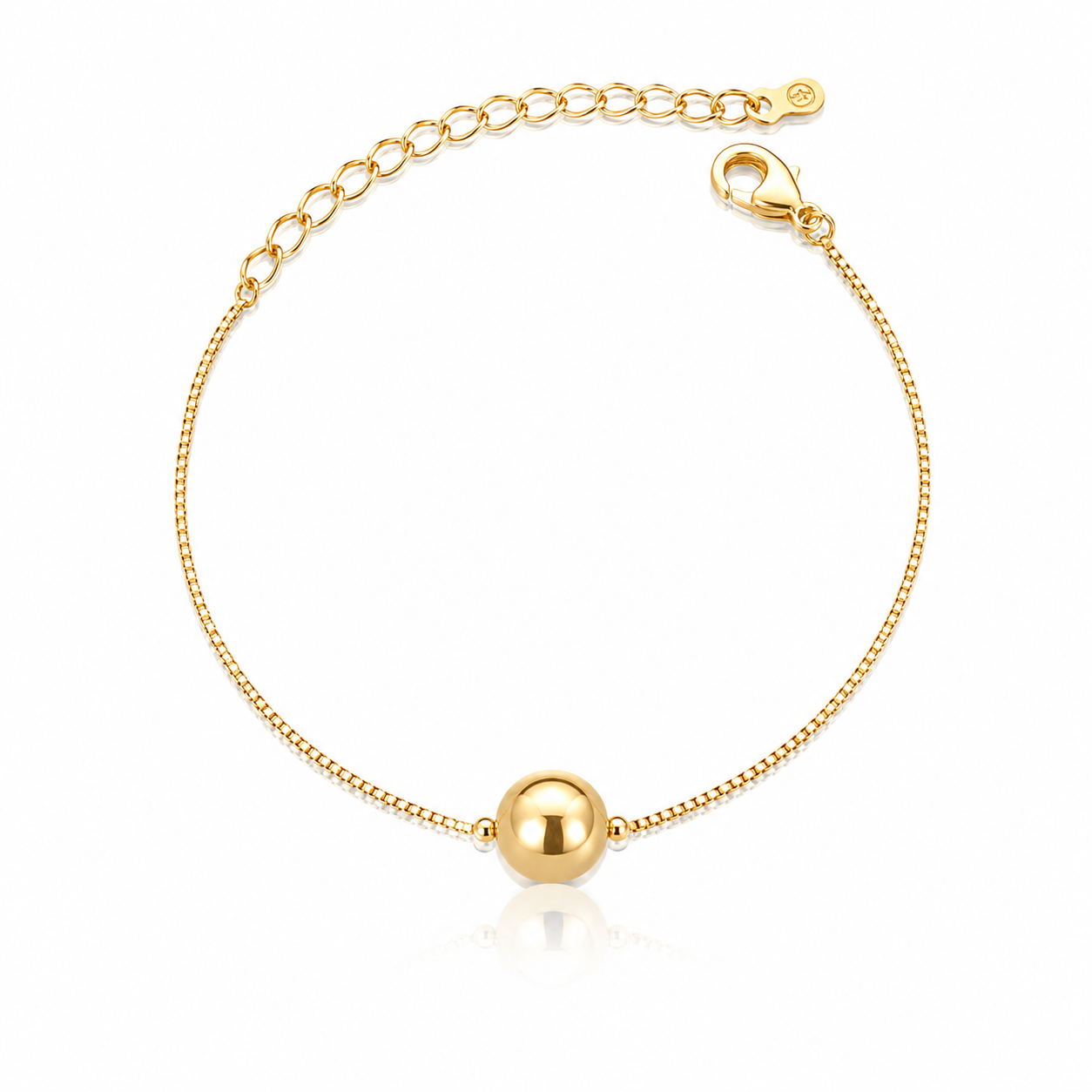 Pulseira veneziana bola lisa com banho de ouro 18K