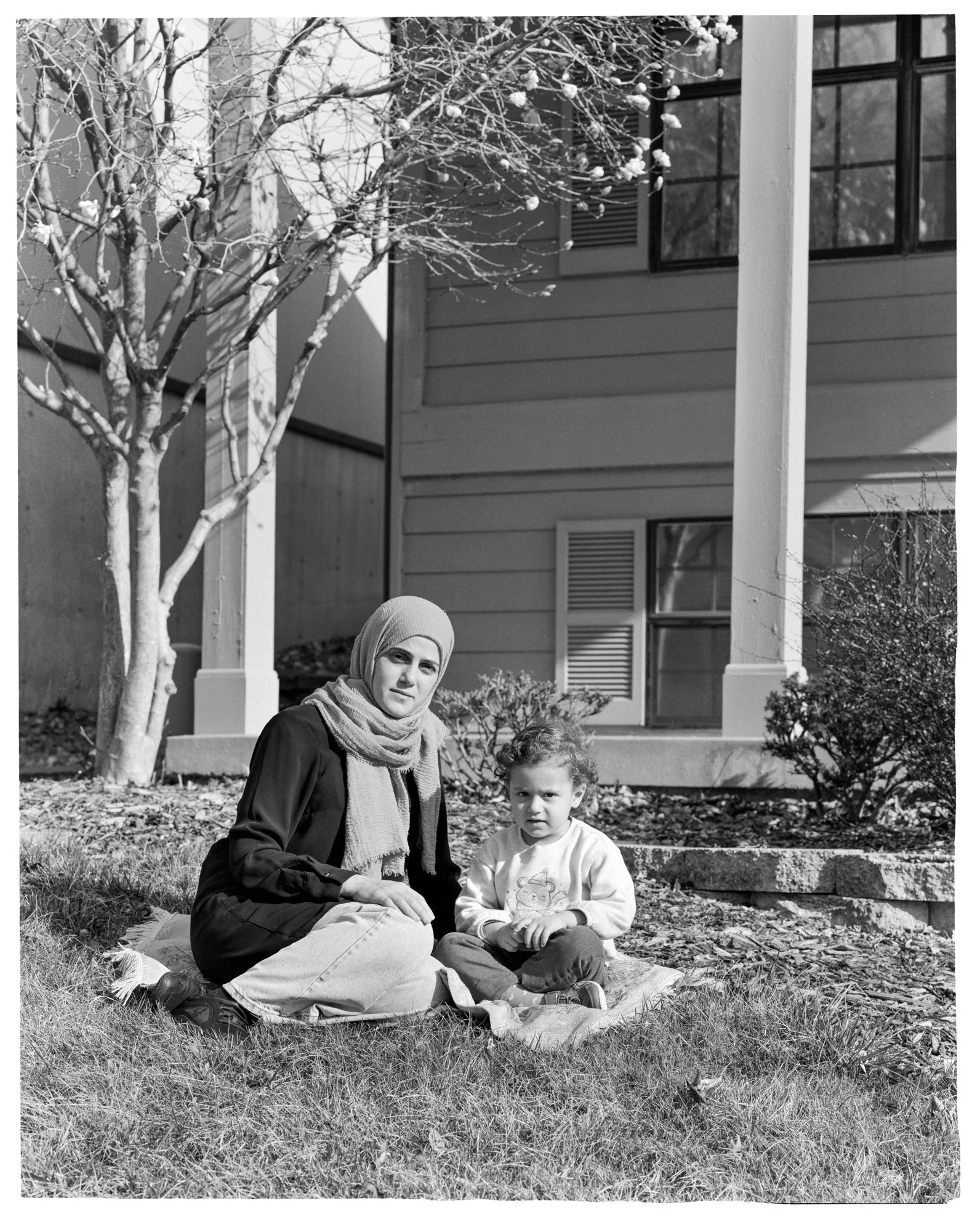 Black-and-white 4×5 film photograph, scanned negative, archival pigment print, 2025.