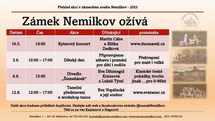 Summer events at Nemilkov Castle