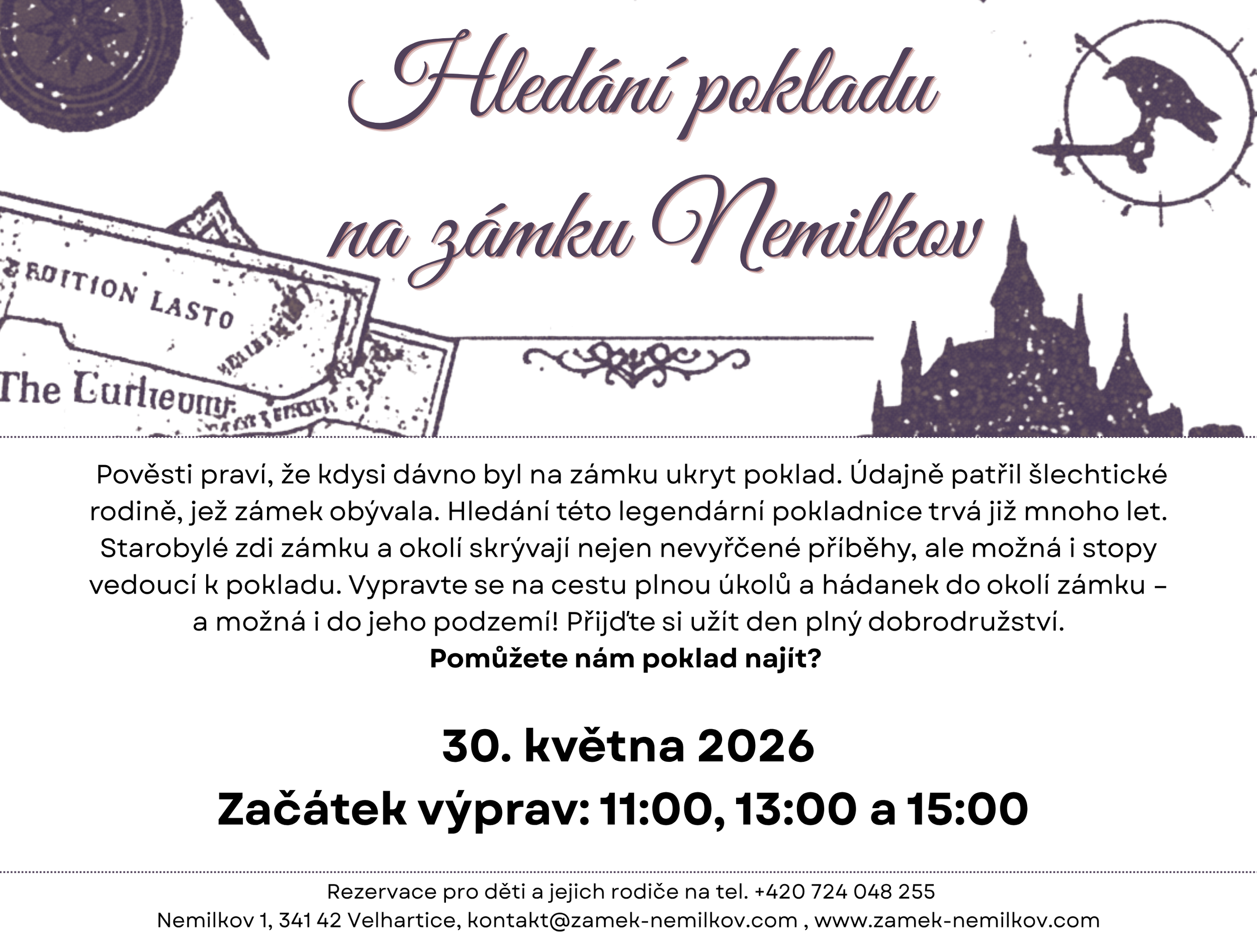 Kommt und macht eine Schatzsuche im Schloss Nemilkov