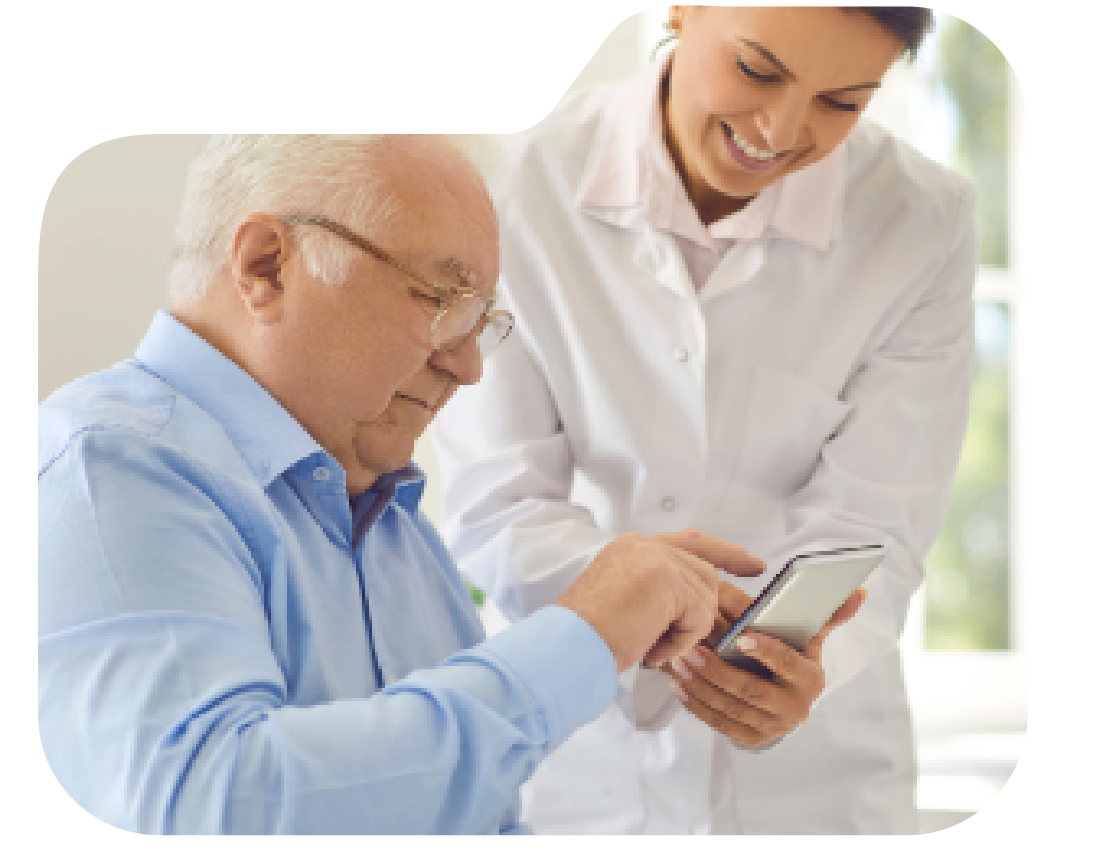 senior patient looking at iphone with dr.png