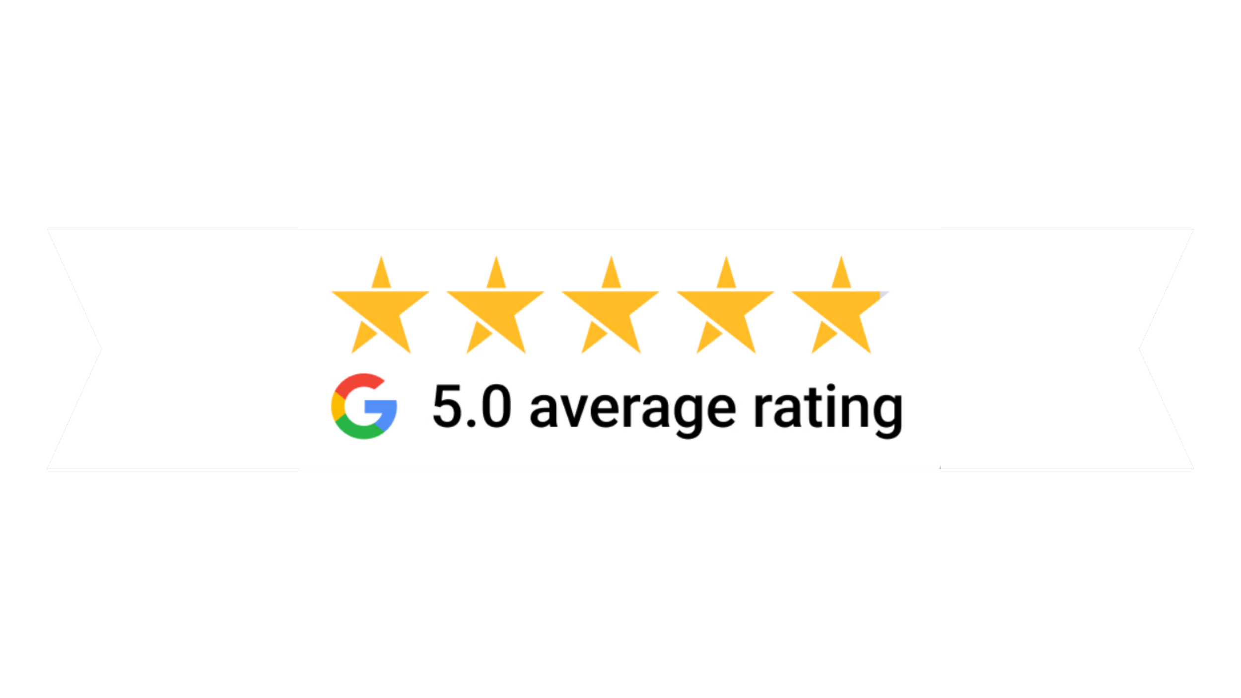 Google reviews with a five-star rating and an average rating of 5.0.