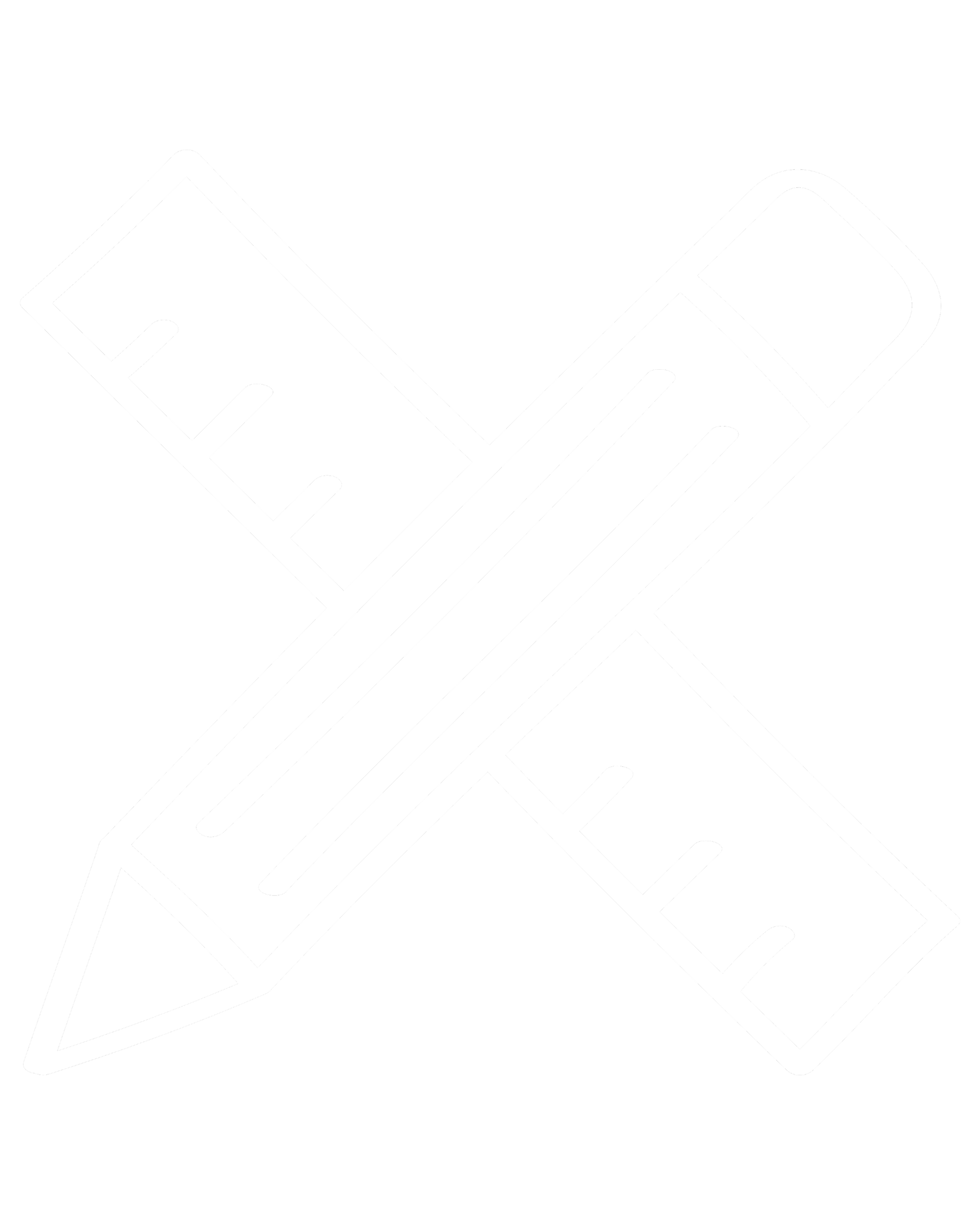 Black background with a white outline of a pencil and a roller