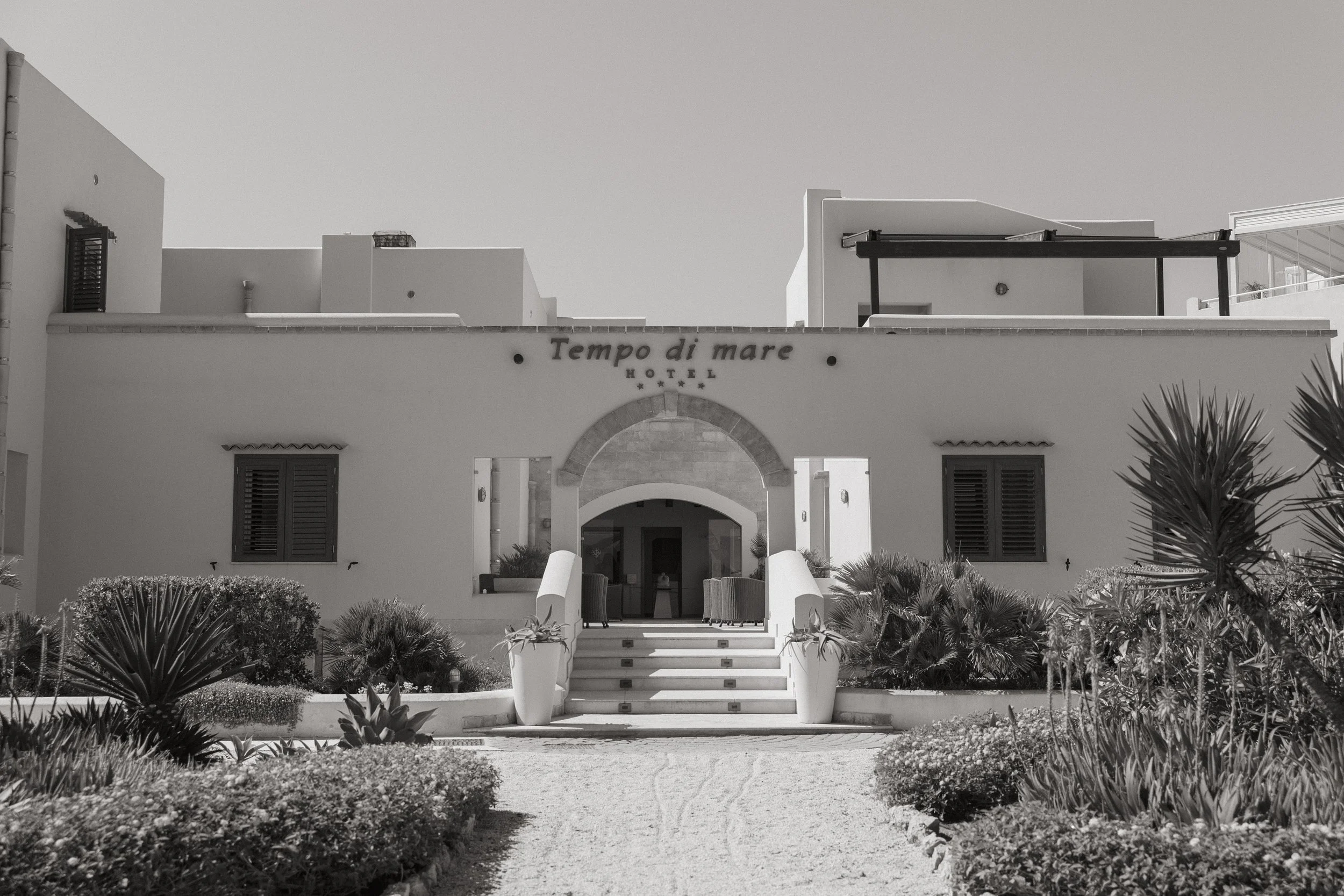 Tempo di Mare Hotel on Favignana island, the getting-ready location for Savannah and Todd's Sicily destination wedding.
