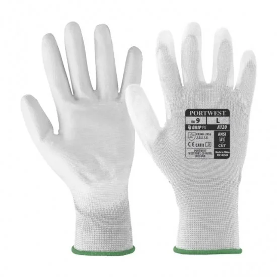 Gants en nylon avec enduction polyuréthane blanc