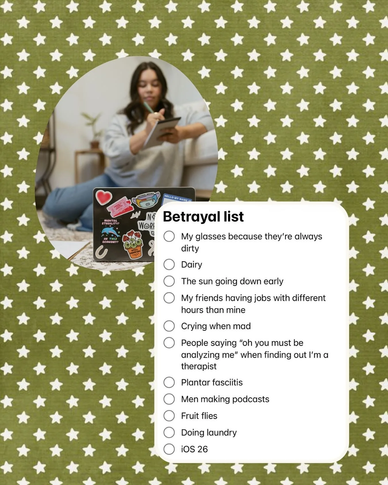 Okay I needed to hop on this trend!!!! Welcome to my betrayal list 💭

Happy Friday, all!!