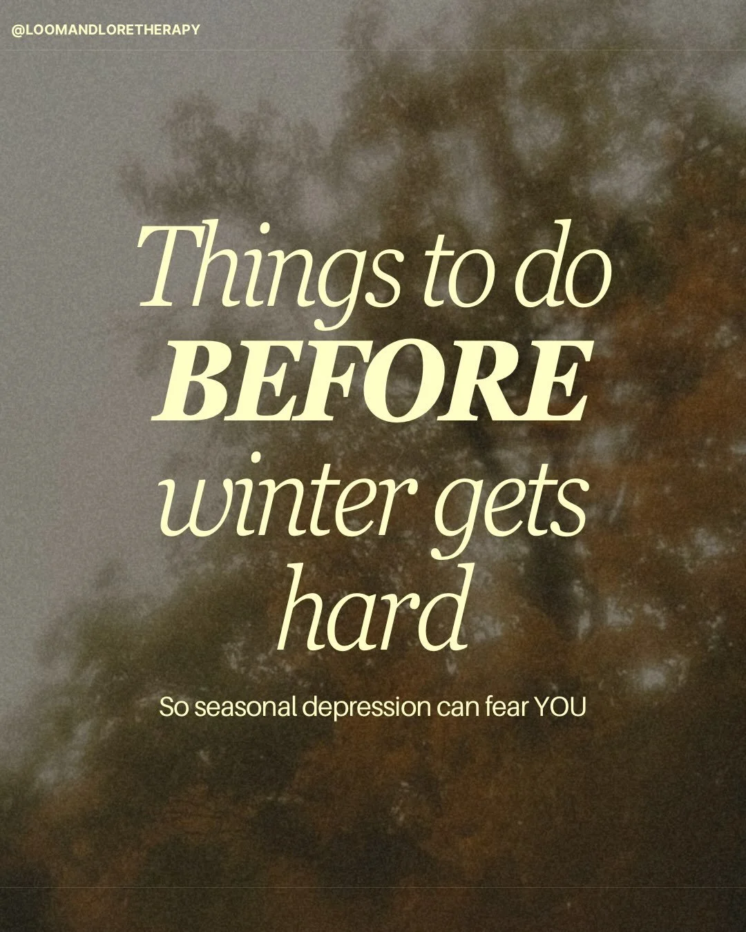 If you saw the first post, no you didn&rsquo;t!

There is zero coincidence that the acronym is SAD for seasonal depression. If you&rsquo;ve noticed yourself already dreading the winter, now is the perfect time to get ahead of it. ❤️&zwj;🩹 🍂