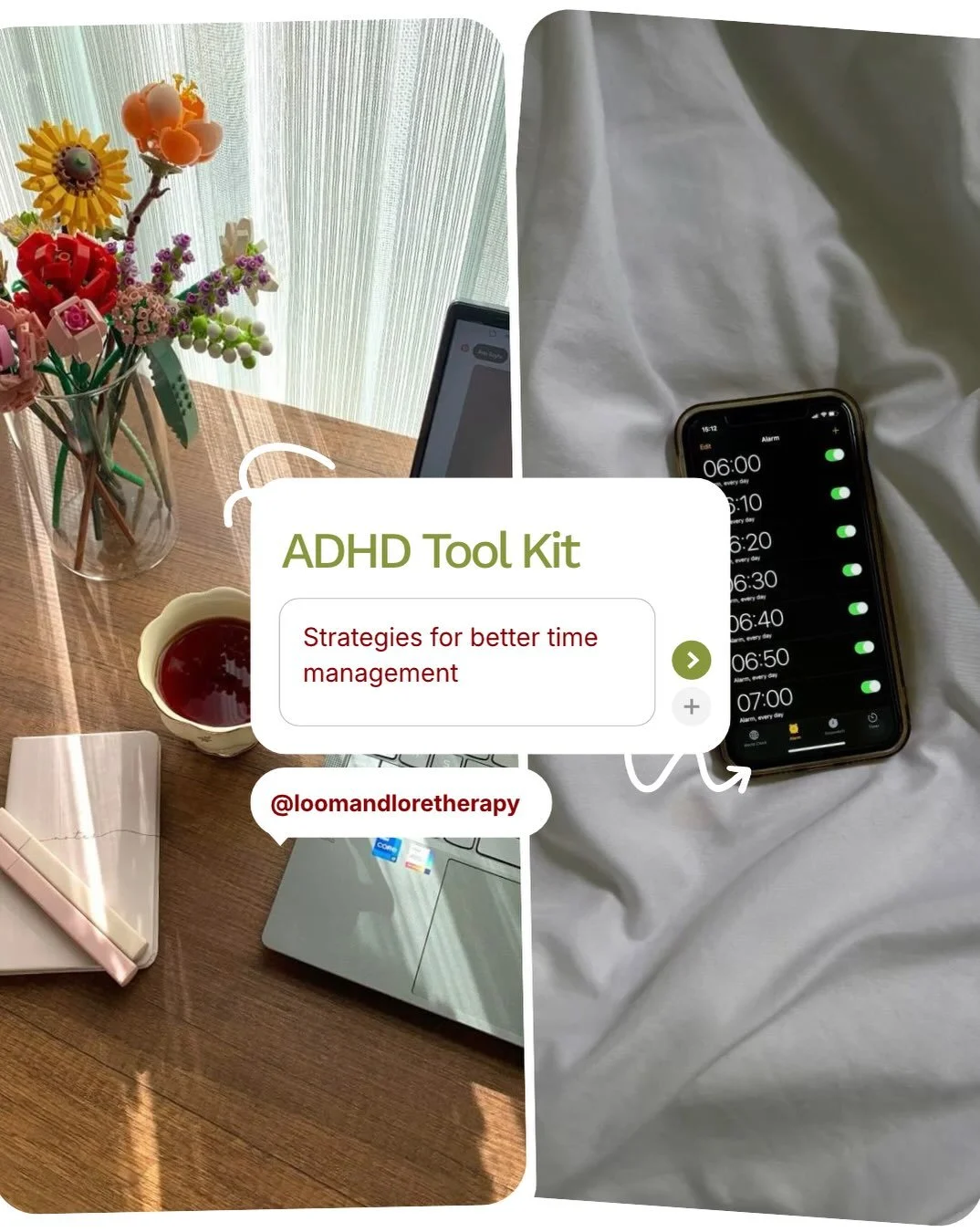 The start of a new little series called ADHD Tool Kit 🧰 🧠. So many of the conversations I have recently are about ADHD management and specifically, working on time management. Here are a few tips and tricks for you to try if you&rsquo;re someone th
