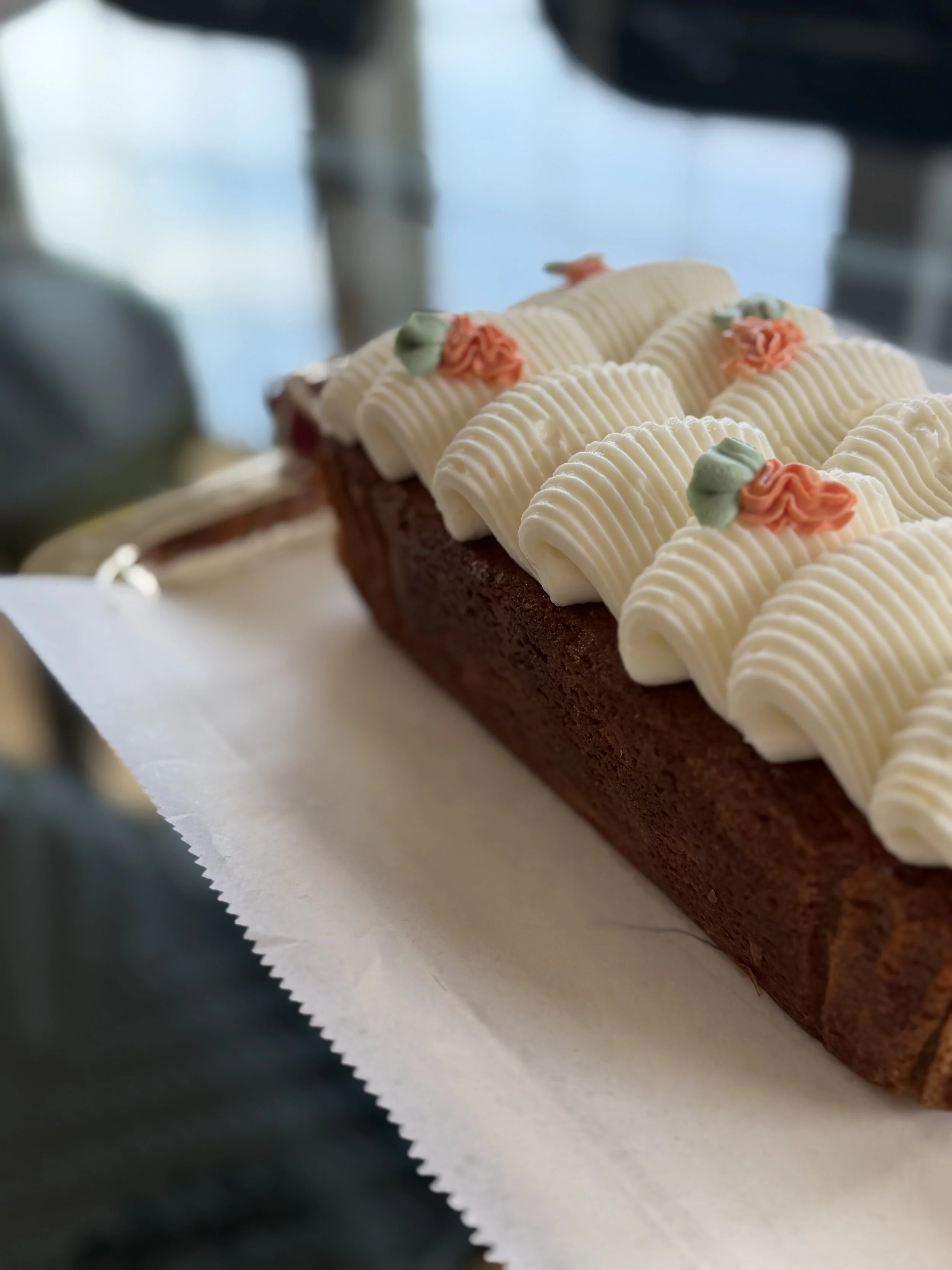 Carrot loaf w/cream cheese frosting