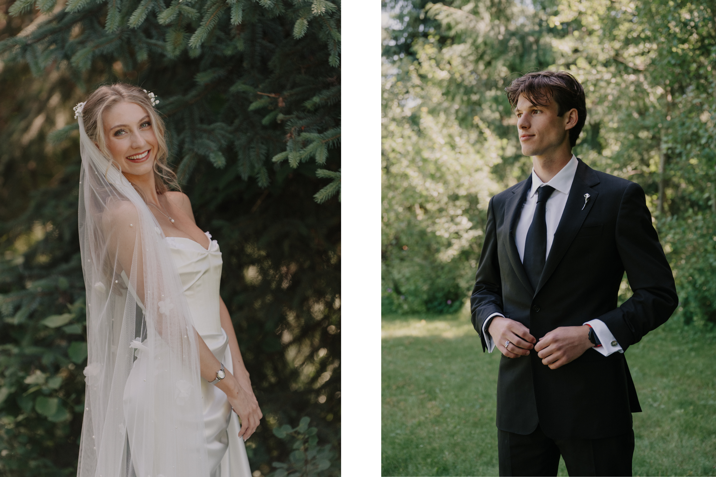 Bride and groom's portraits at outdoor wedding venue, Mt. Hood Organic Farms, in the Hood River Valley. Shot by Jen Jones Weddings.
