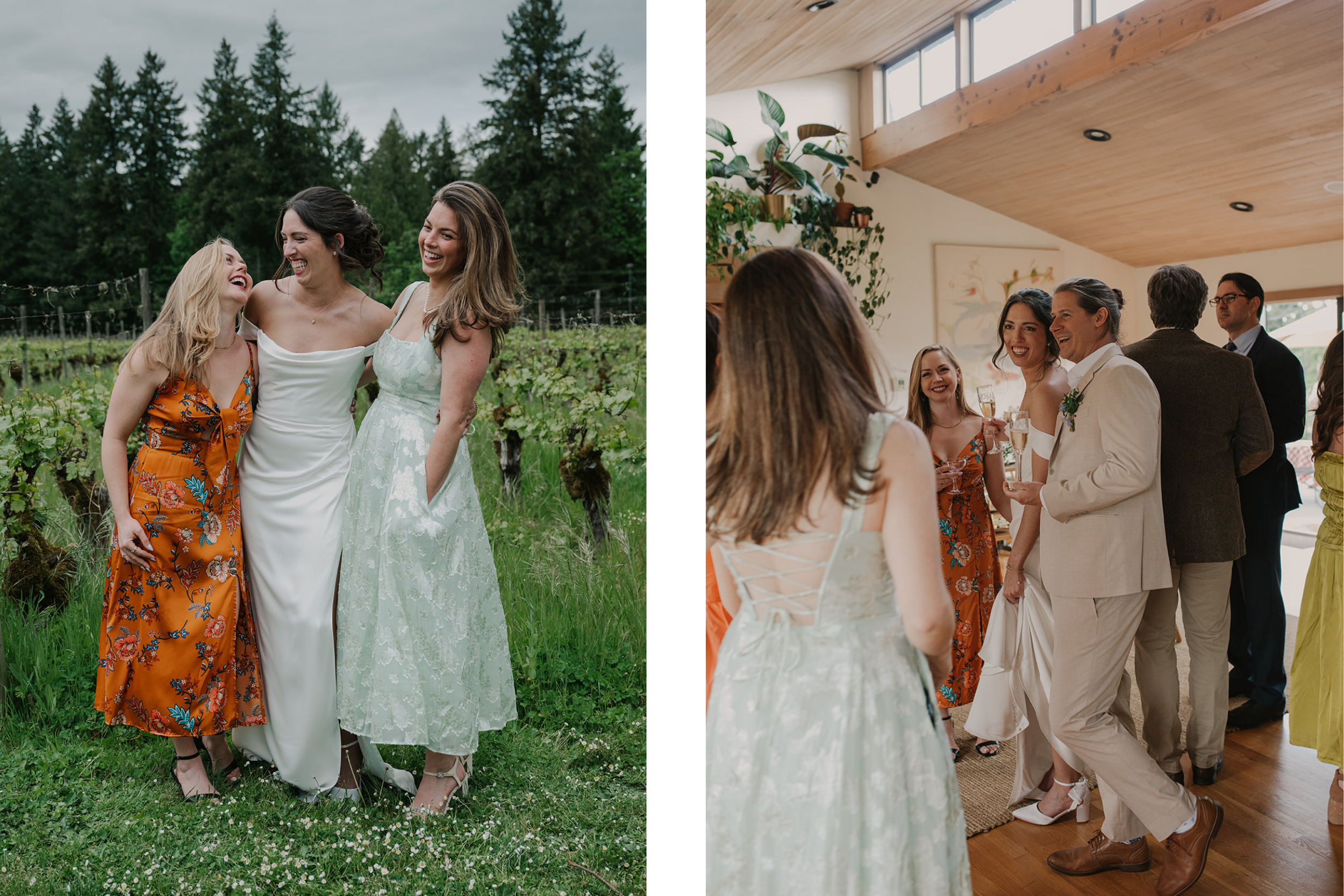 Bride and groom sharing candid moments with wedding guests at intimate wedding celebration, Sosta House.