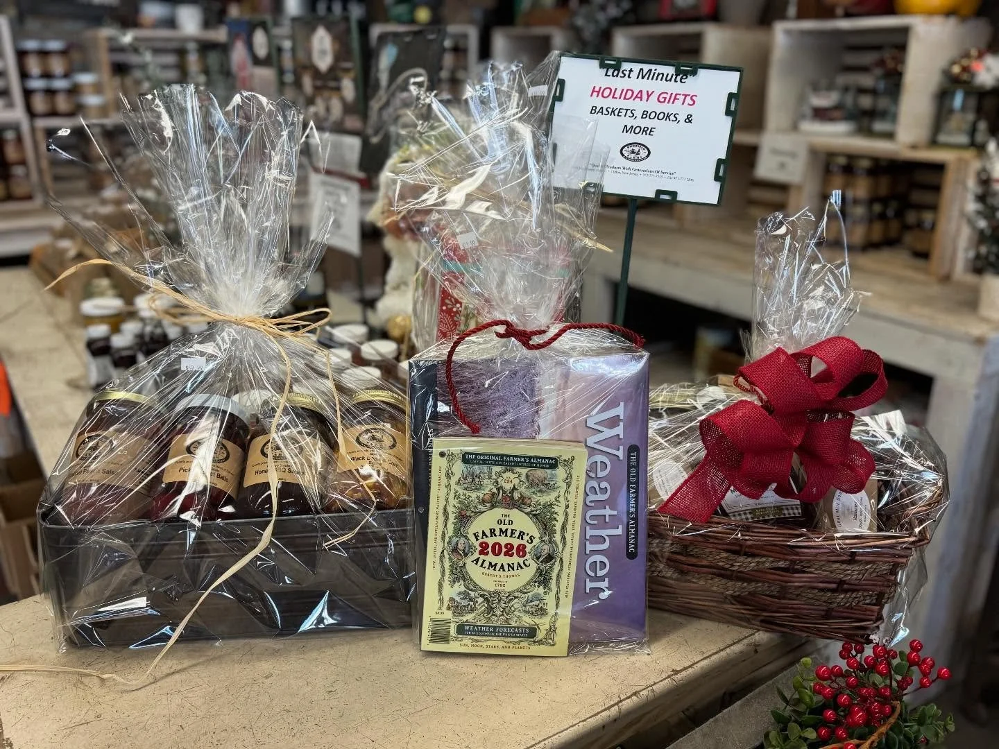 Not sure what to get for a last minute gift? We have gorgeous gift wrapped goodies available now at the farm! Soaps, jams, preserves, almanacs and more! Perfect for everyone! 🎄