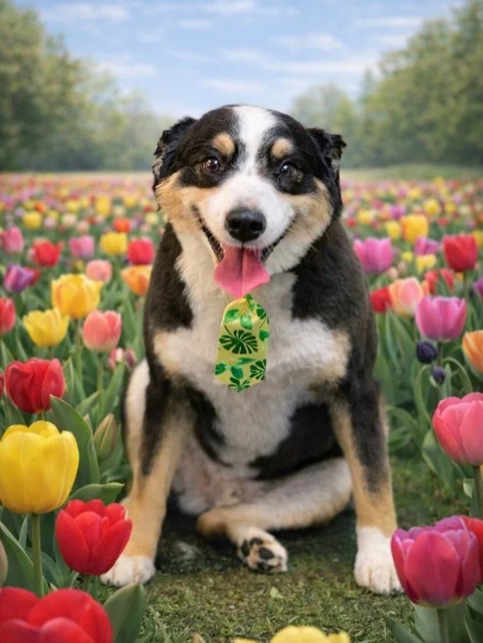 Happiest of Springs from Ralphie at the farm! 🐶 💐