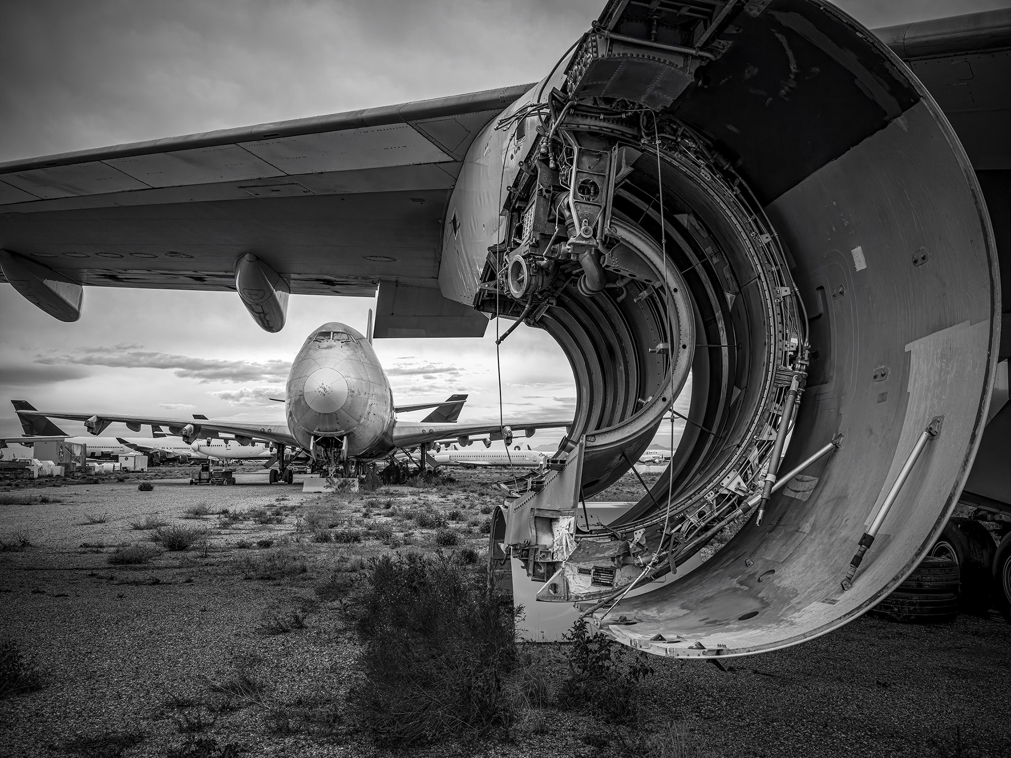 Retired Boeing 747 planes awaiting scrapping. Pinal Airpark. Marana, Arizona. 2020.