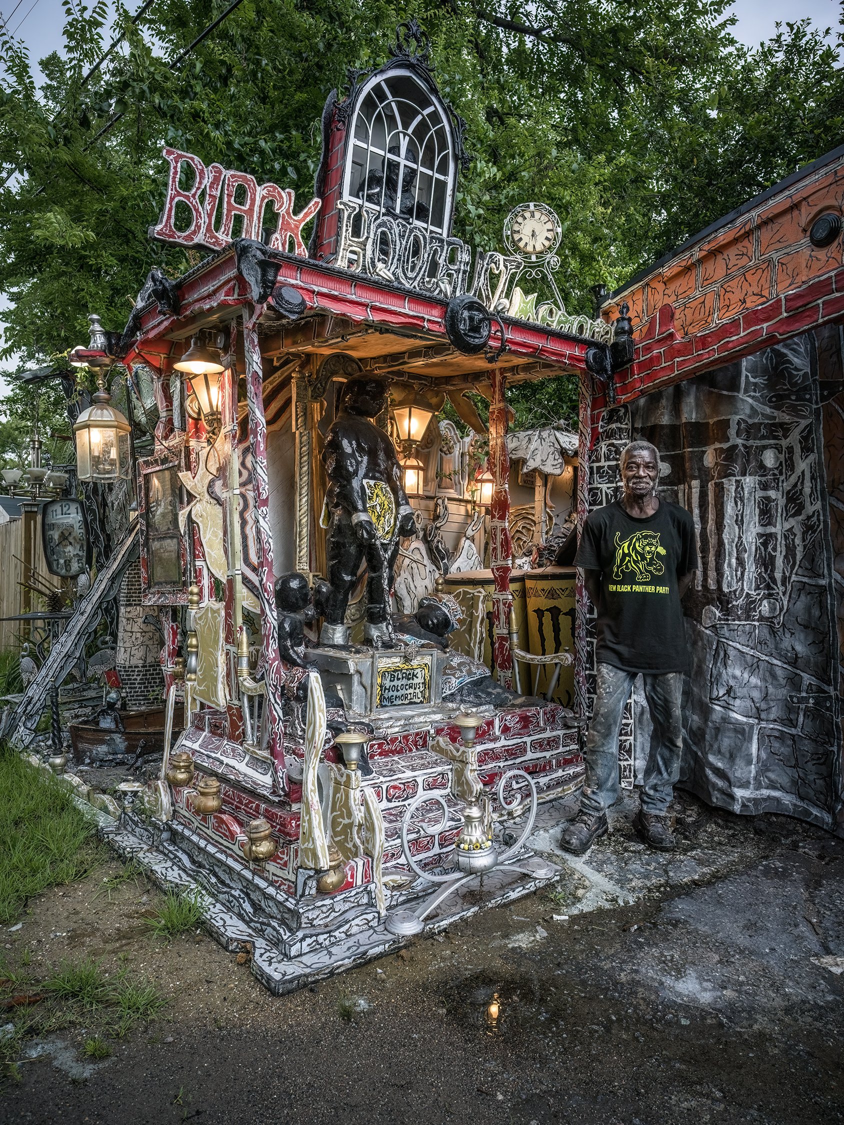 James Kimble with his Black Holocaust Memorial. Savannah, Georgia. 2025.