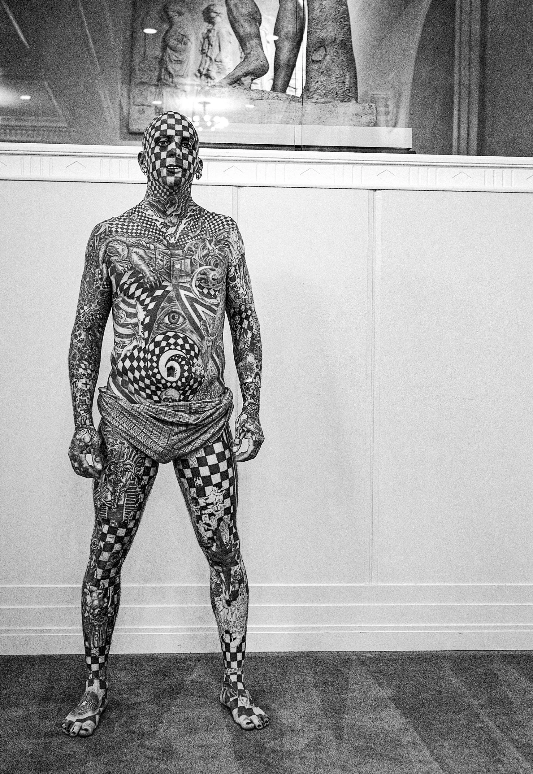 Matt Gone, with 95 percent of his body covered in tattoos. Portland, Oregon. 2009.