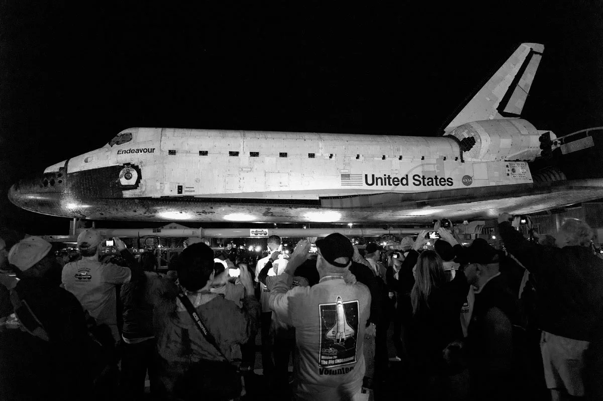 Endeavour space shuttle being towed to its final home. Los Angeles, California. 2012.