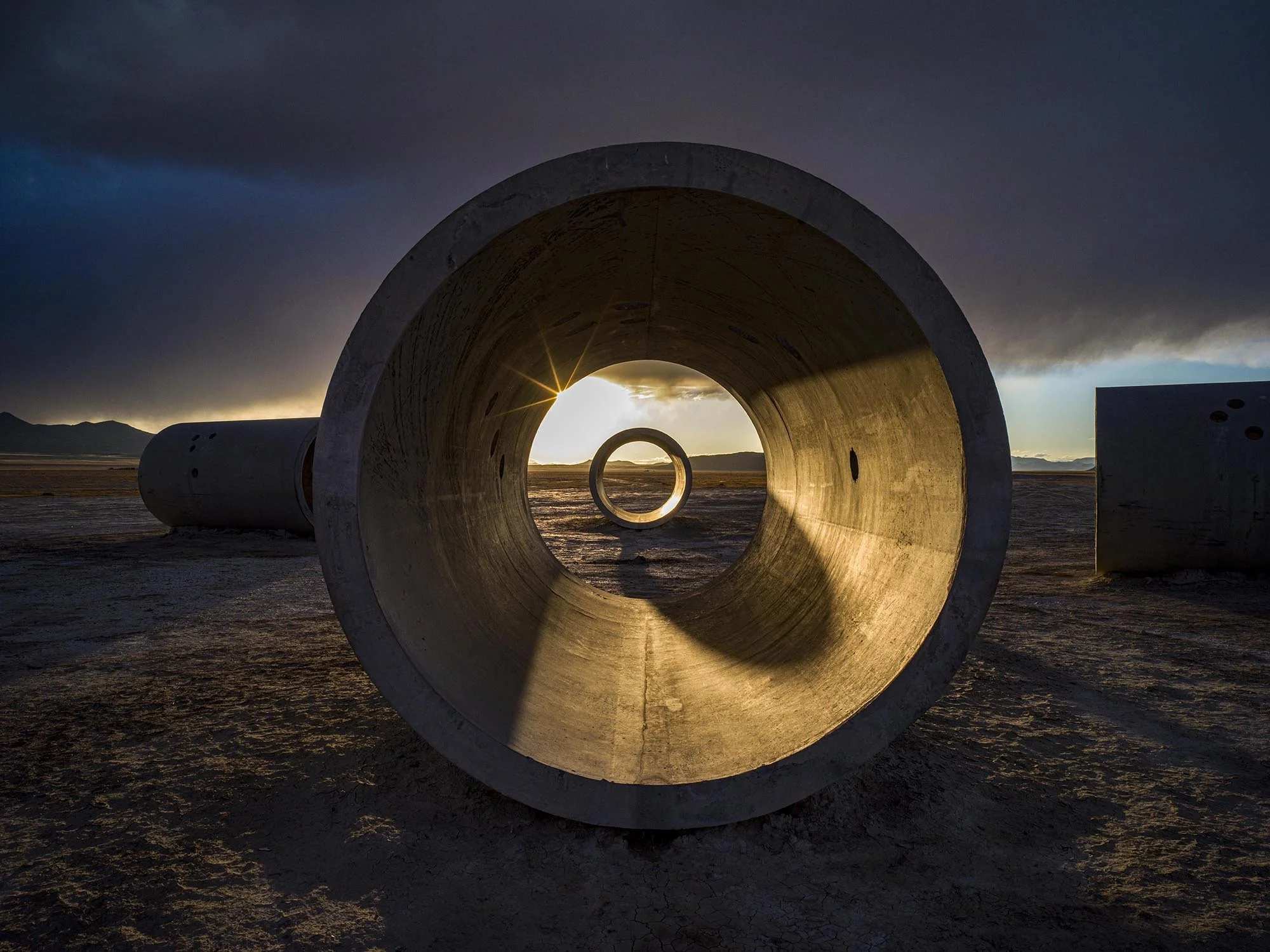 Sun Tunnel sculpture by Nancy Holt. Near Lucin, Utah. 2022.