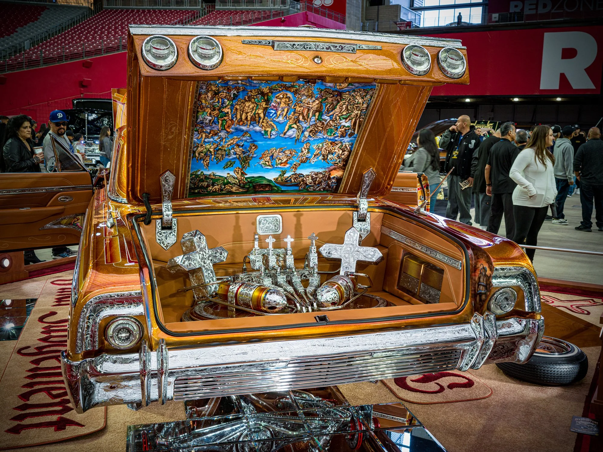 Lowrider, trunk detail, “Final Judgement”. Glendale, Arizona. 2020.