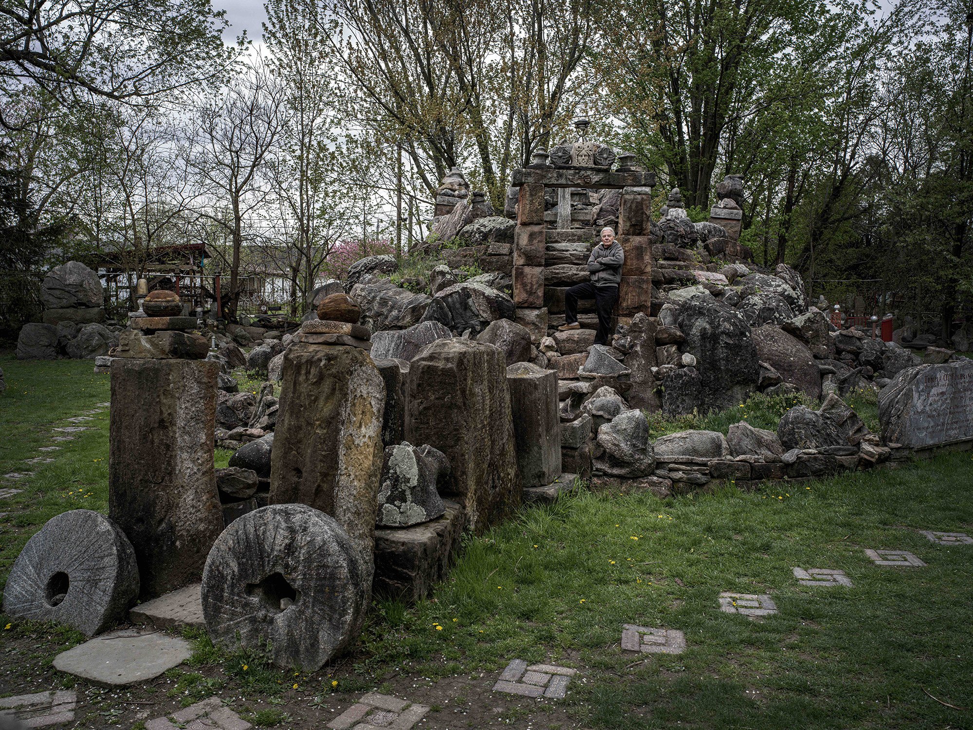 Jim Bowsher stands on his “Temple of Tolerance.” Wapakoneta, Ohio. 2023.