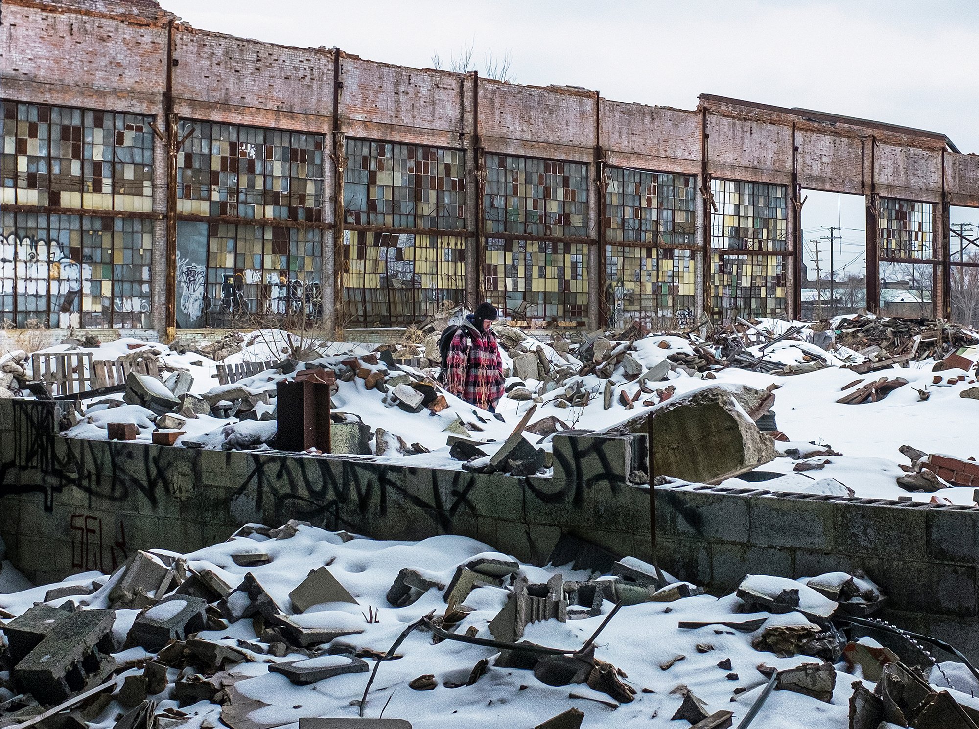Searching for scrap, former Packard plant. Detroit, Michigan. 2014.