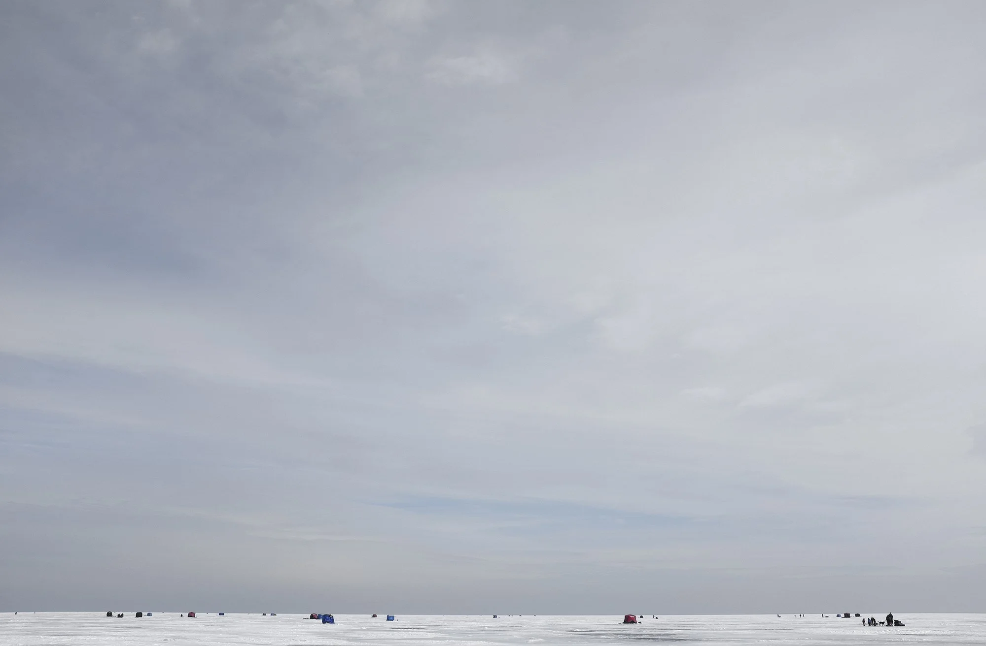 Ice fishing on Lake Superior. Near Duluth. 2014.